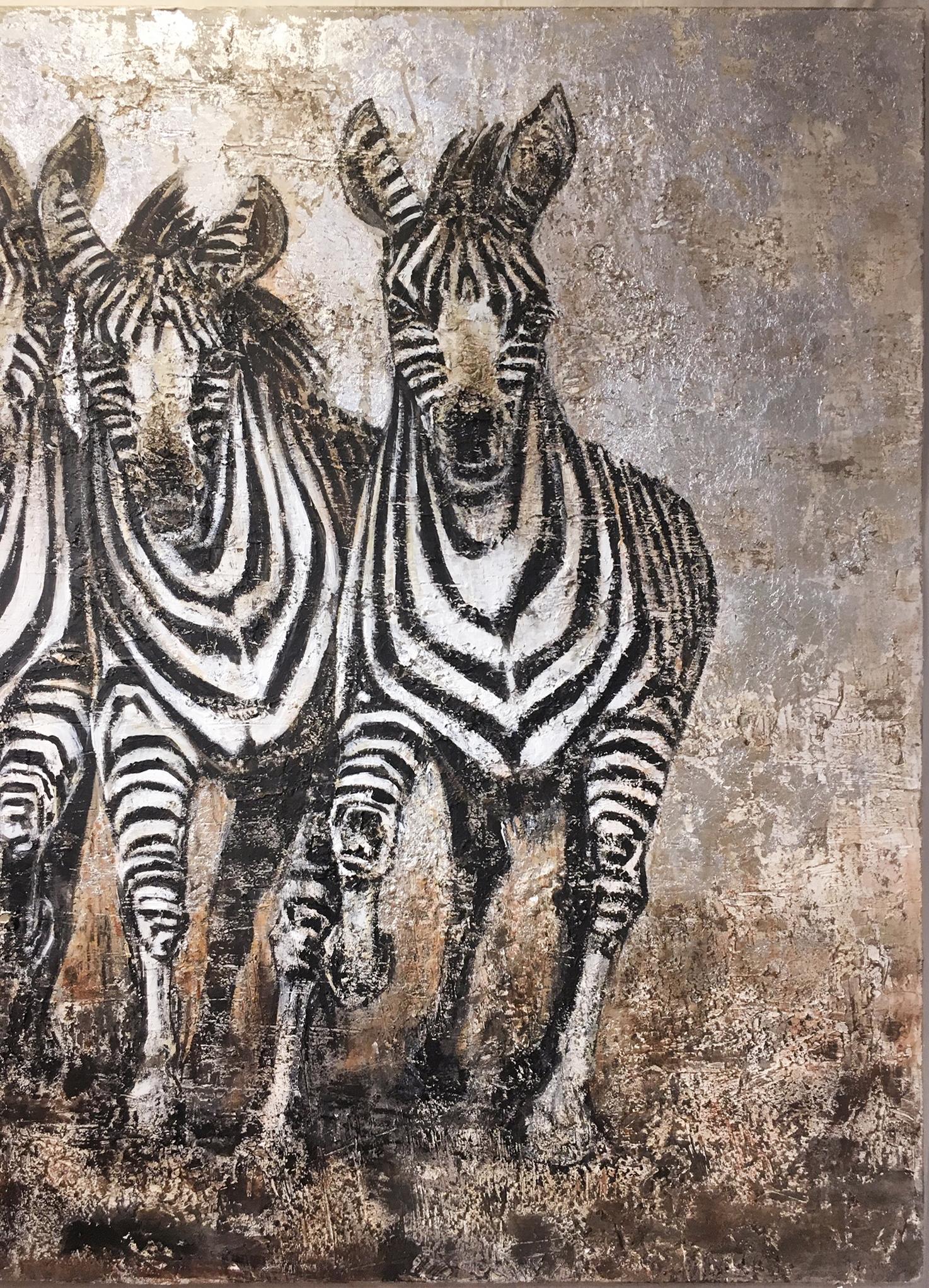 French Zebras Painting For Sale