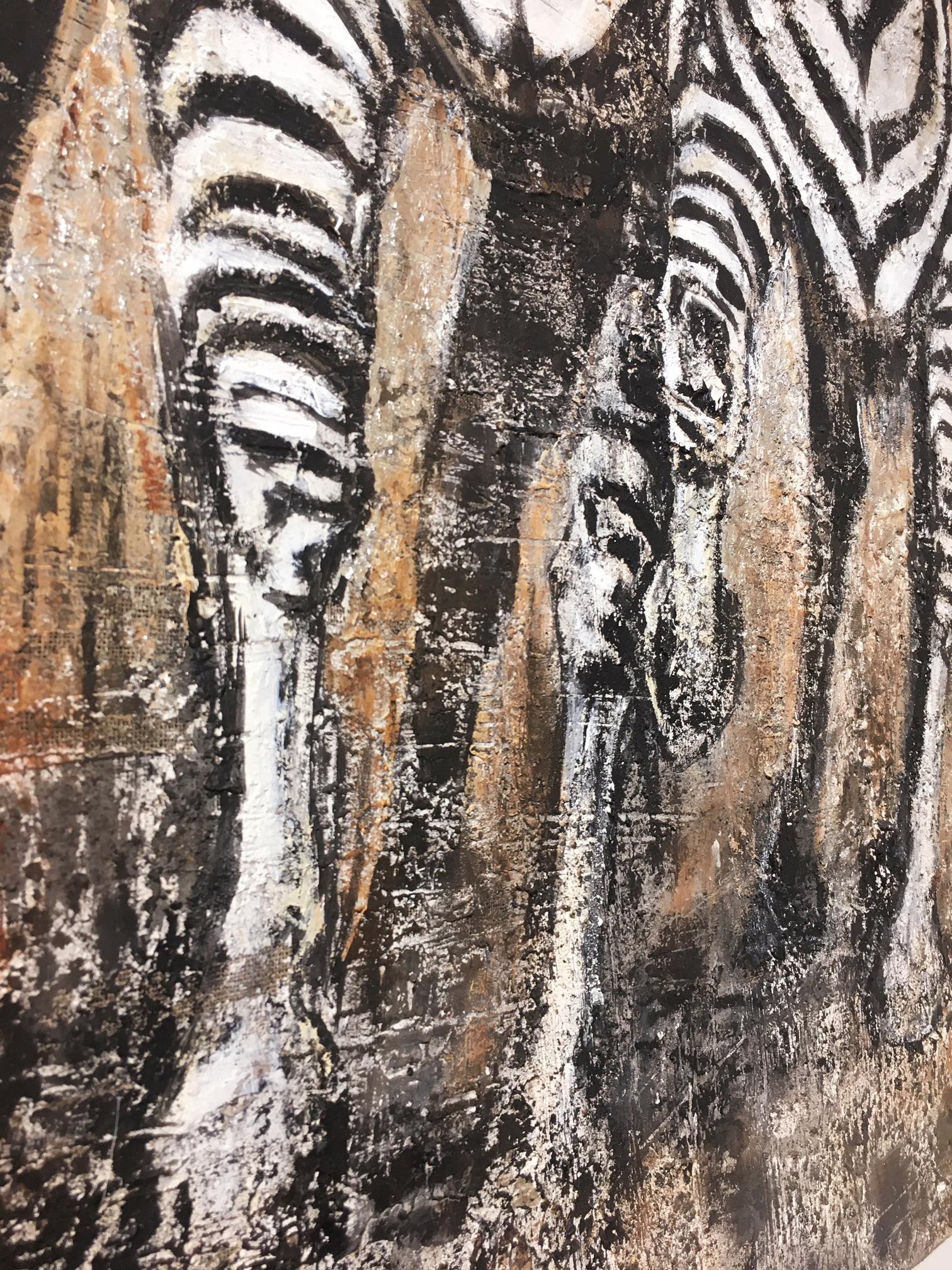 Canvas Zebras Painting For Sale