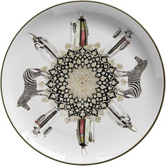 Retro Zebras Porcelain Dinner Plate by Vito Nesta for Les-Ottomans