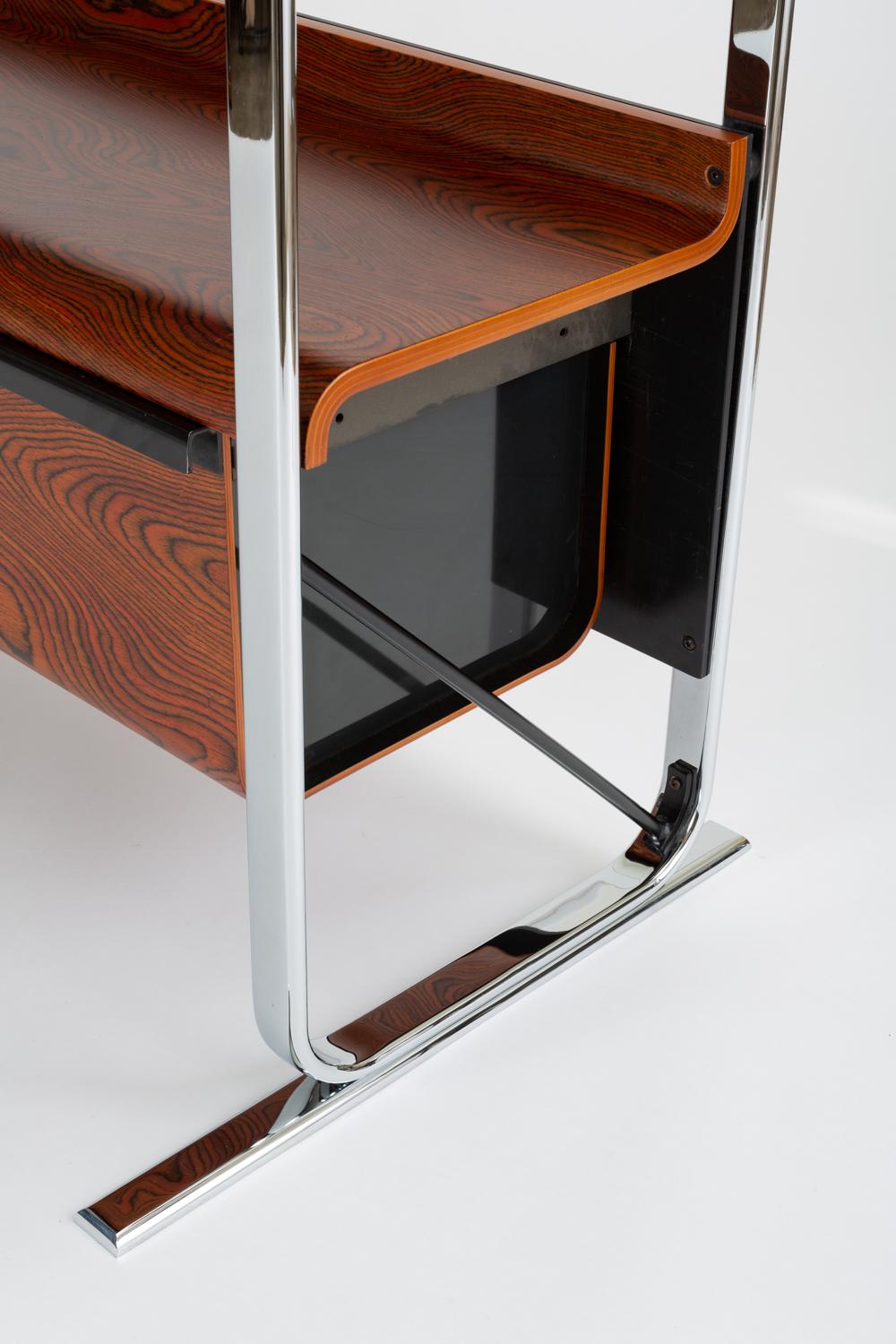 American Zebrawood and Chrome Bookshelf by Peter Protzmann for Herman Miller