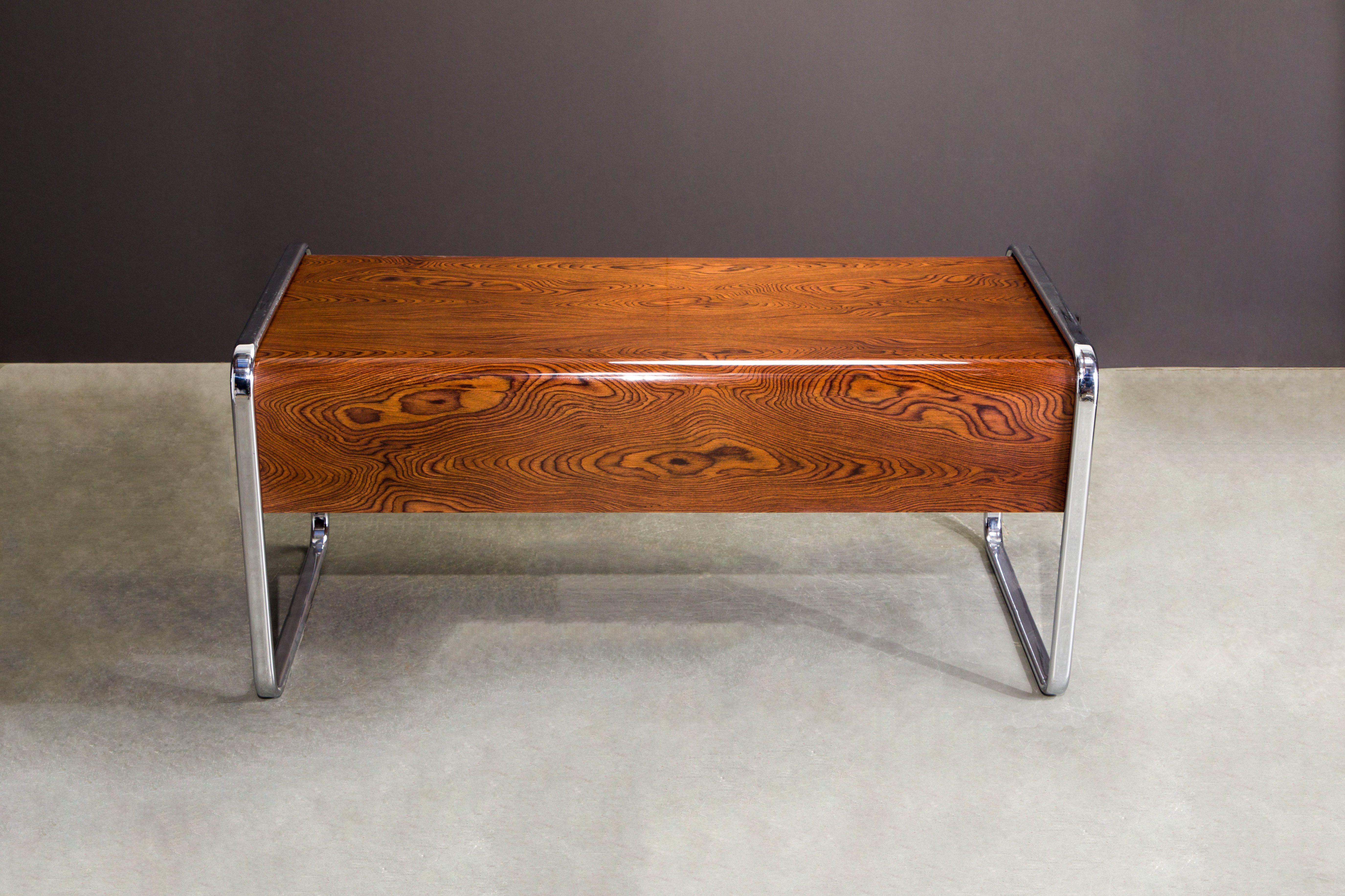 Mid-Century Modern Zebrawood and Chrome Desk by Peter Protzmann for Herman Miller, circa 1970s