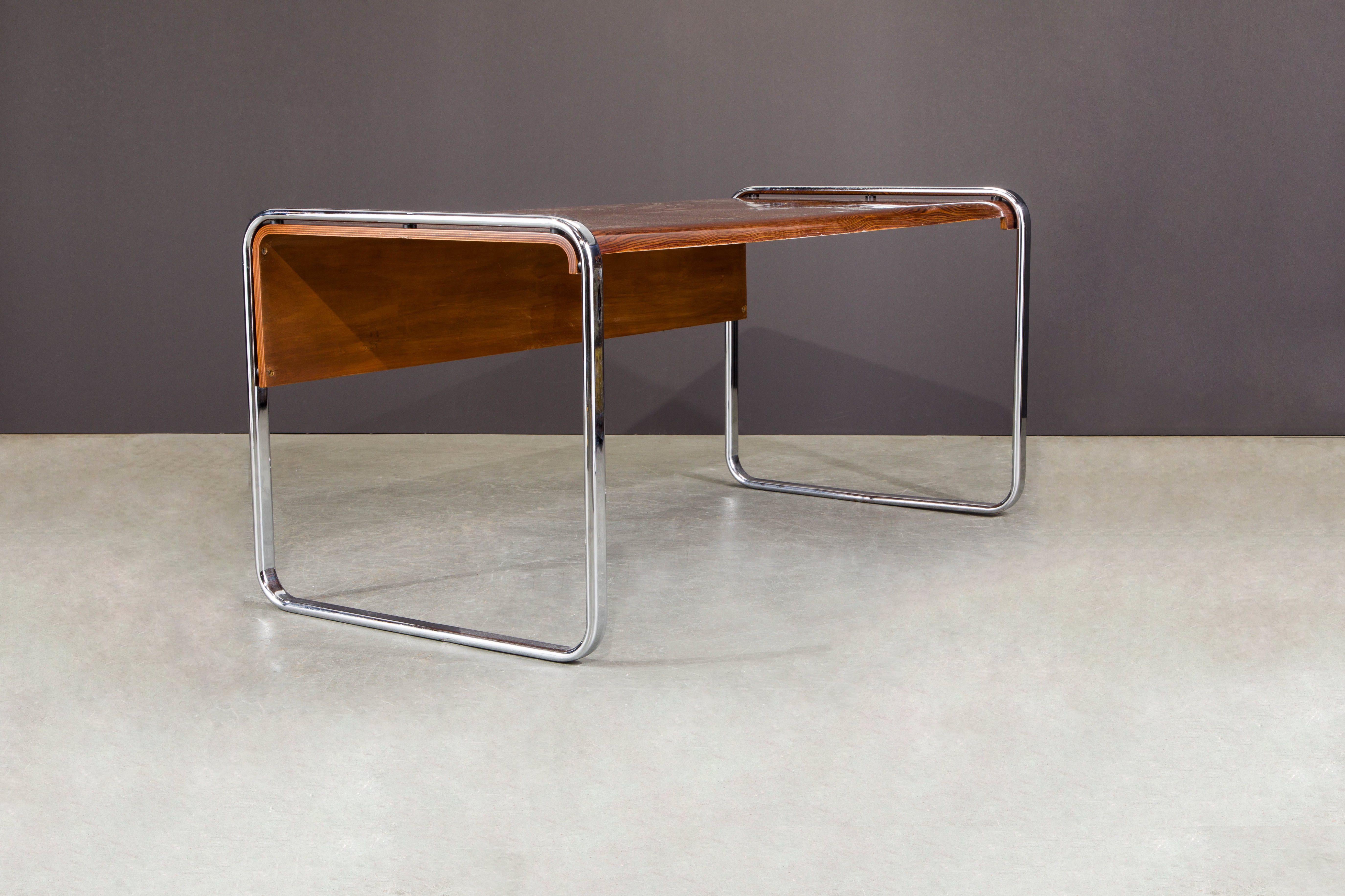 American Zebrawood and Chrome Desk by Peter Protzmann for Herman Miller, circa 1970s 
