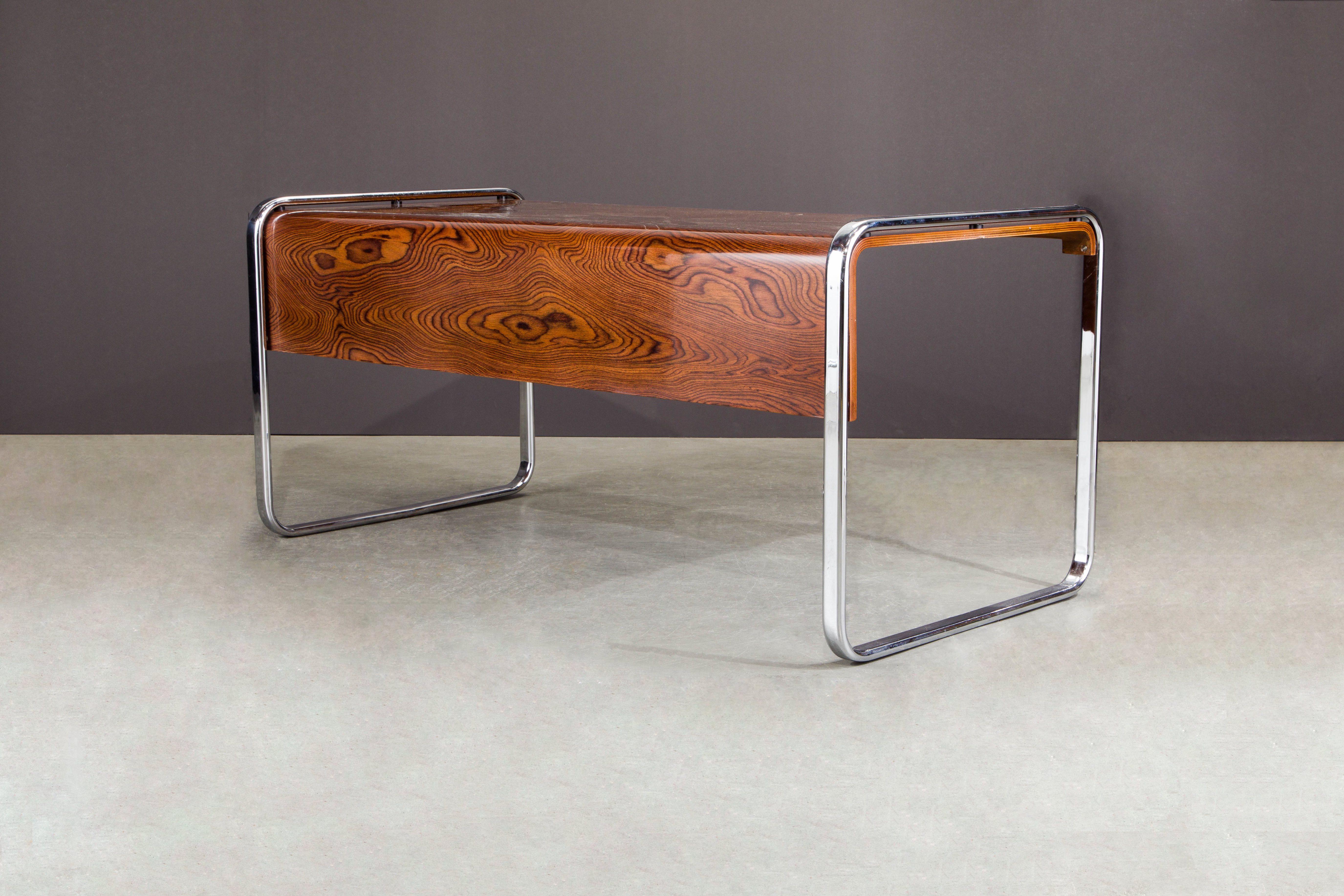 Zebrawood and Chrome Desk by Peter Protzmann for Herman Miller, circa 1970s  1
