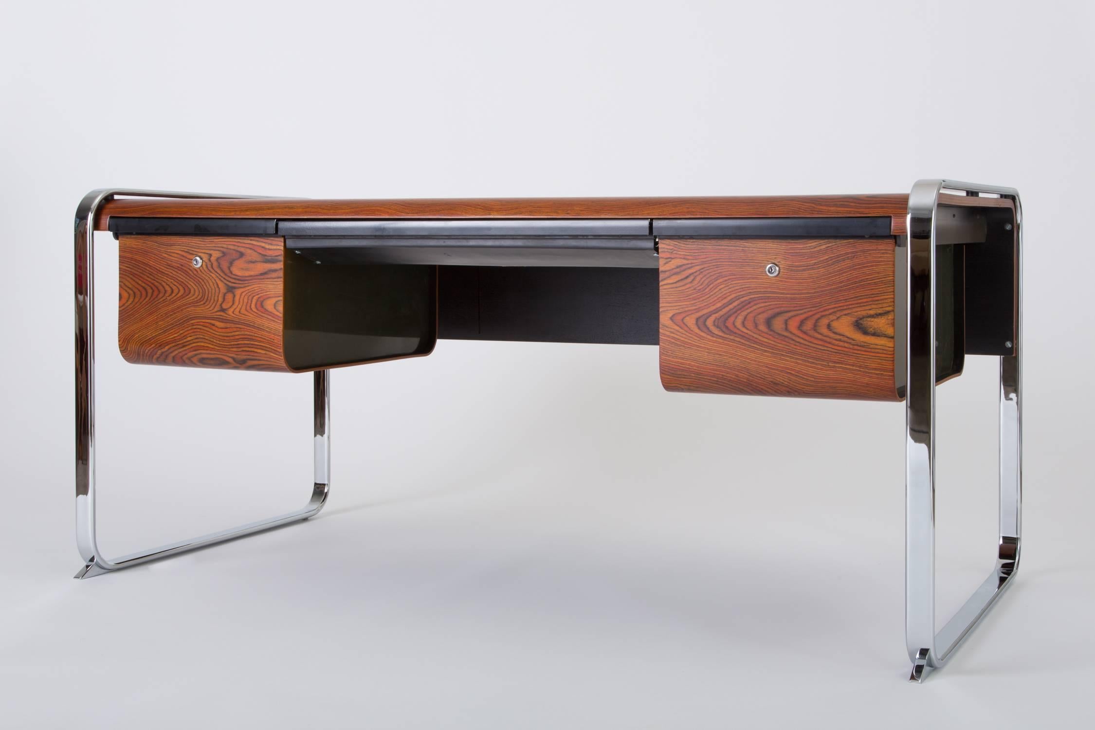 Veneer Zebrawood and Chrome Executive Desk by Peter Protzman for Herman Miller