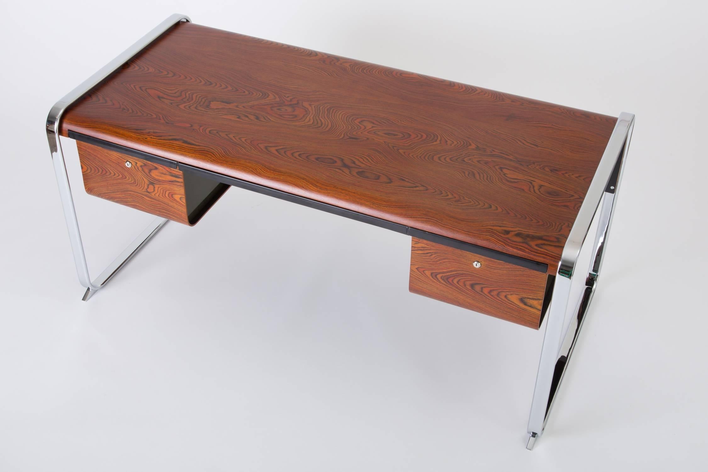 Late 20th Century Zebrawood and Chrome Executive Desk by Peter Protzman for Herman Miller