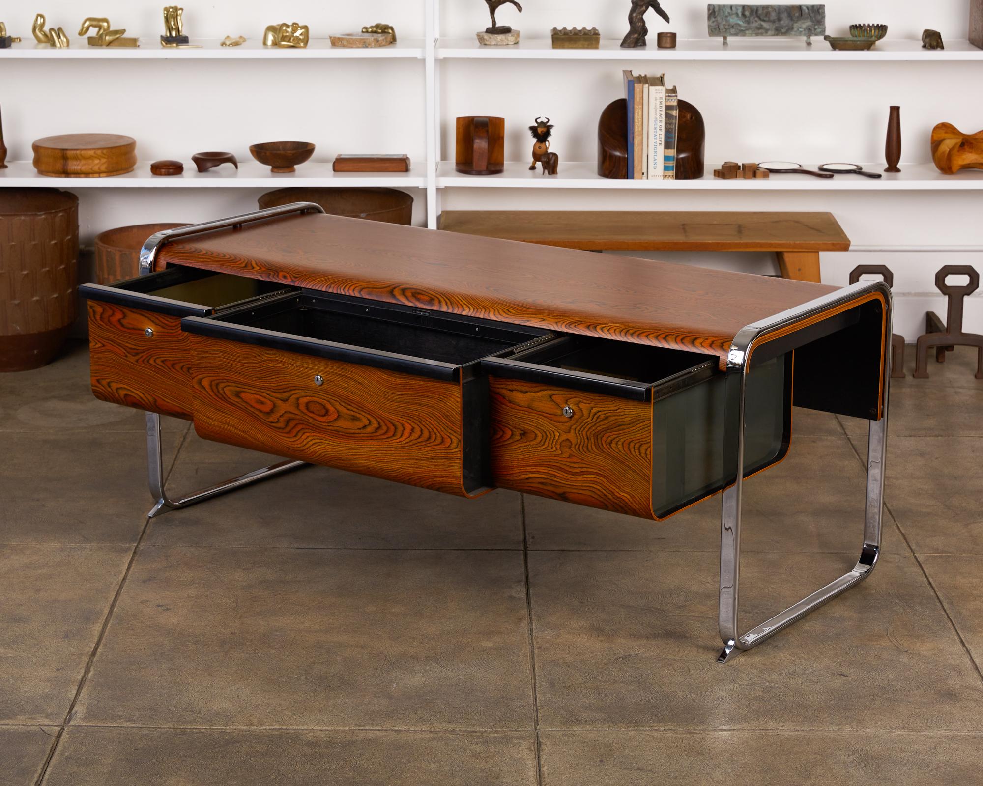 Mid-Century Modern Zebrawood and Chrome Office Credenza by Peter Protzman for Herman Miller
