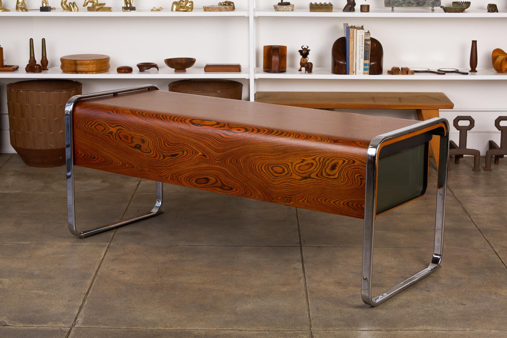 Veneer Zebrawood and Chrome Office Credenza by Peter Protzman for Herman Miller