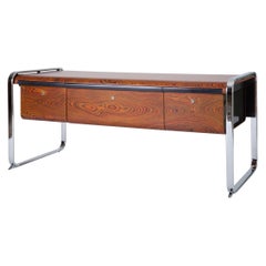 Retro Zebrawood and Chrome Office Credenza by Peter Protzman for Herman Miller