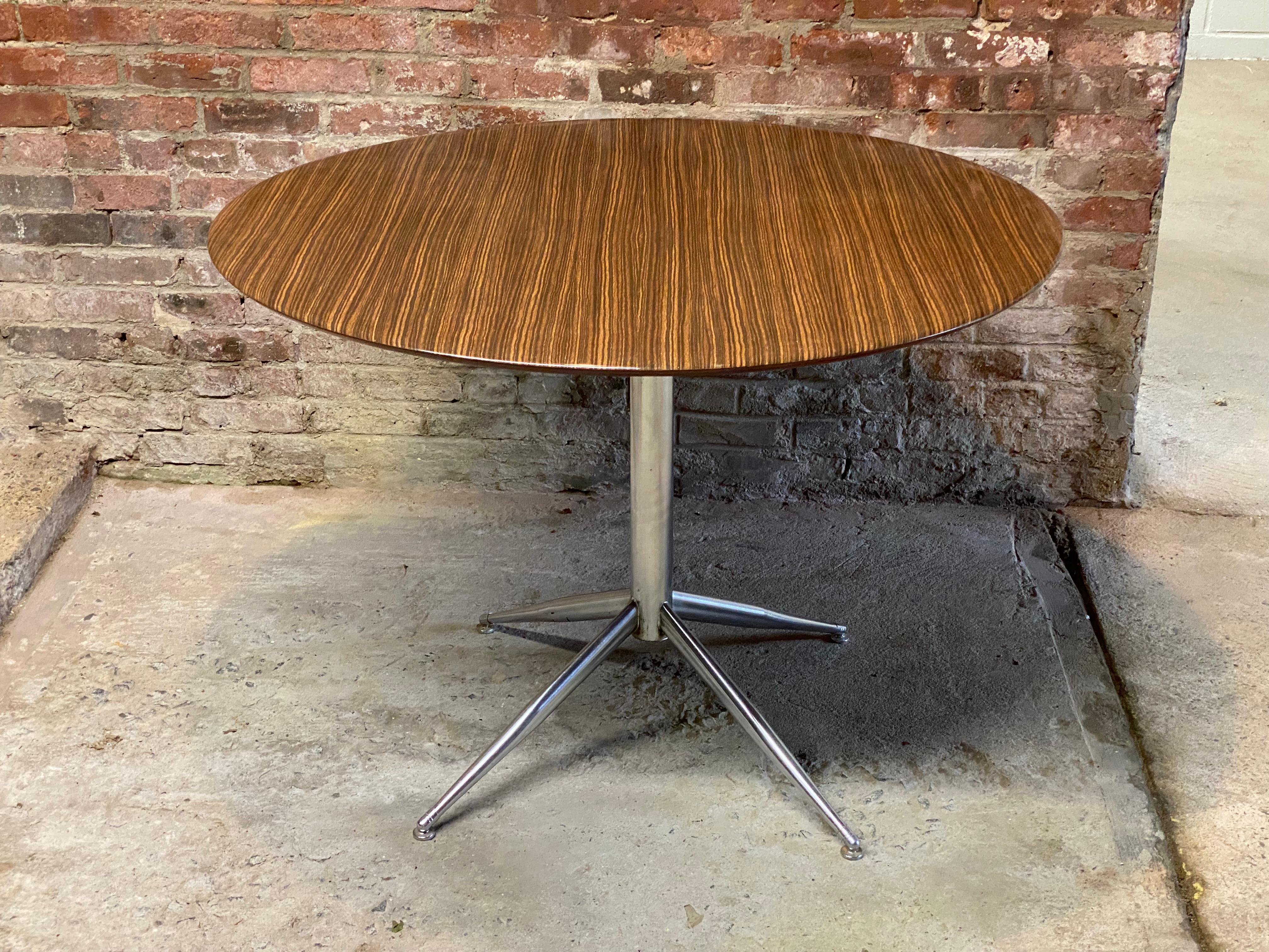 Post-Modern Zebrawood Laminate Round Dining Table For Sale