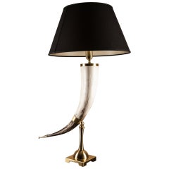 Zebu Table Lamp, Solid Brass and Natural Horn, Florence Manufacturing