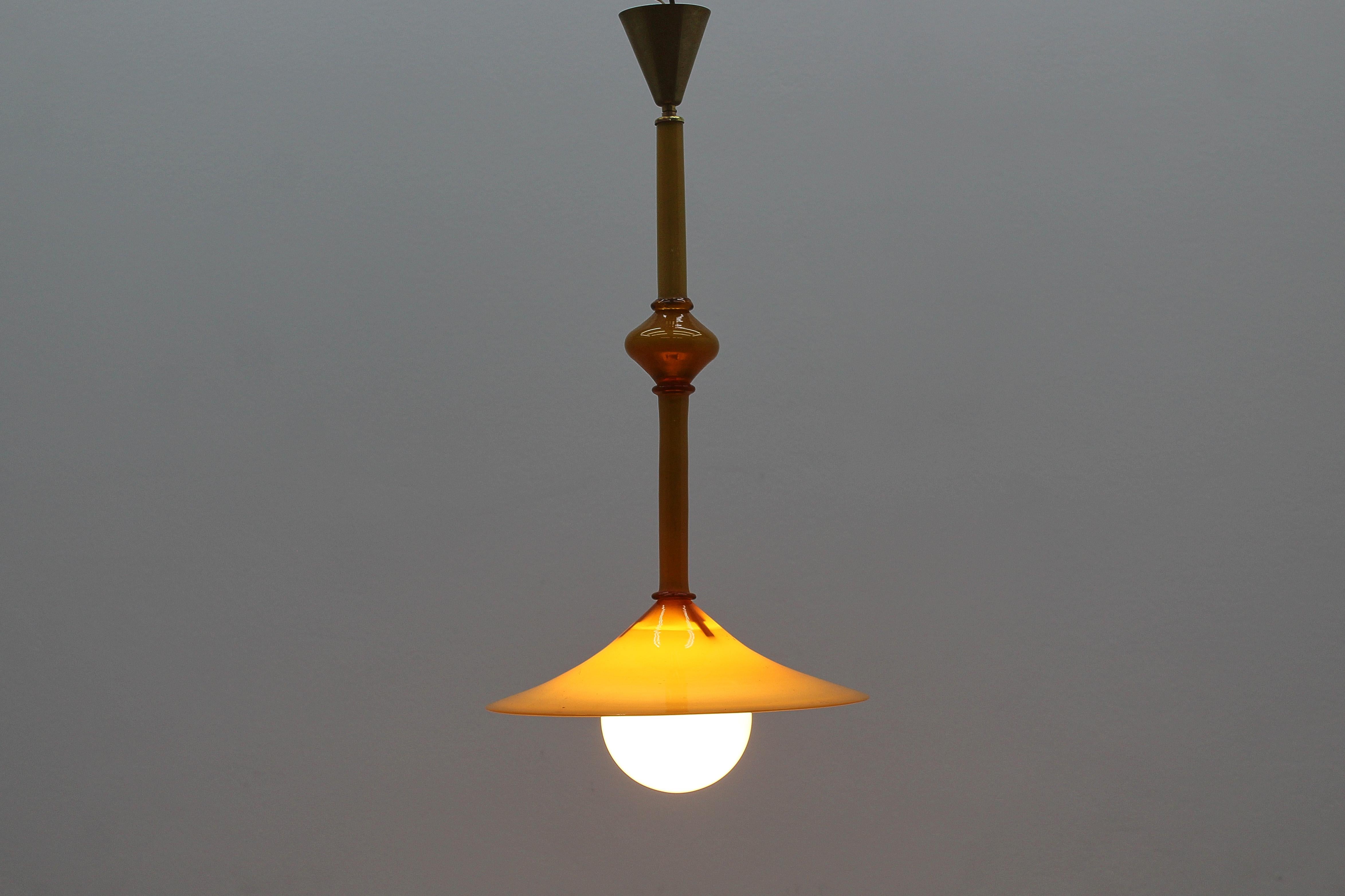 Zecchin Martinuzzi Murano Blown and Cased Glass Chandelier 30s Italy in vendita 3