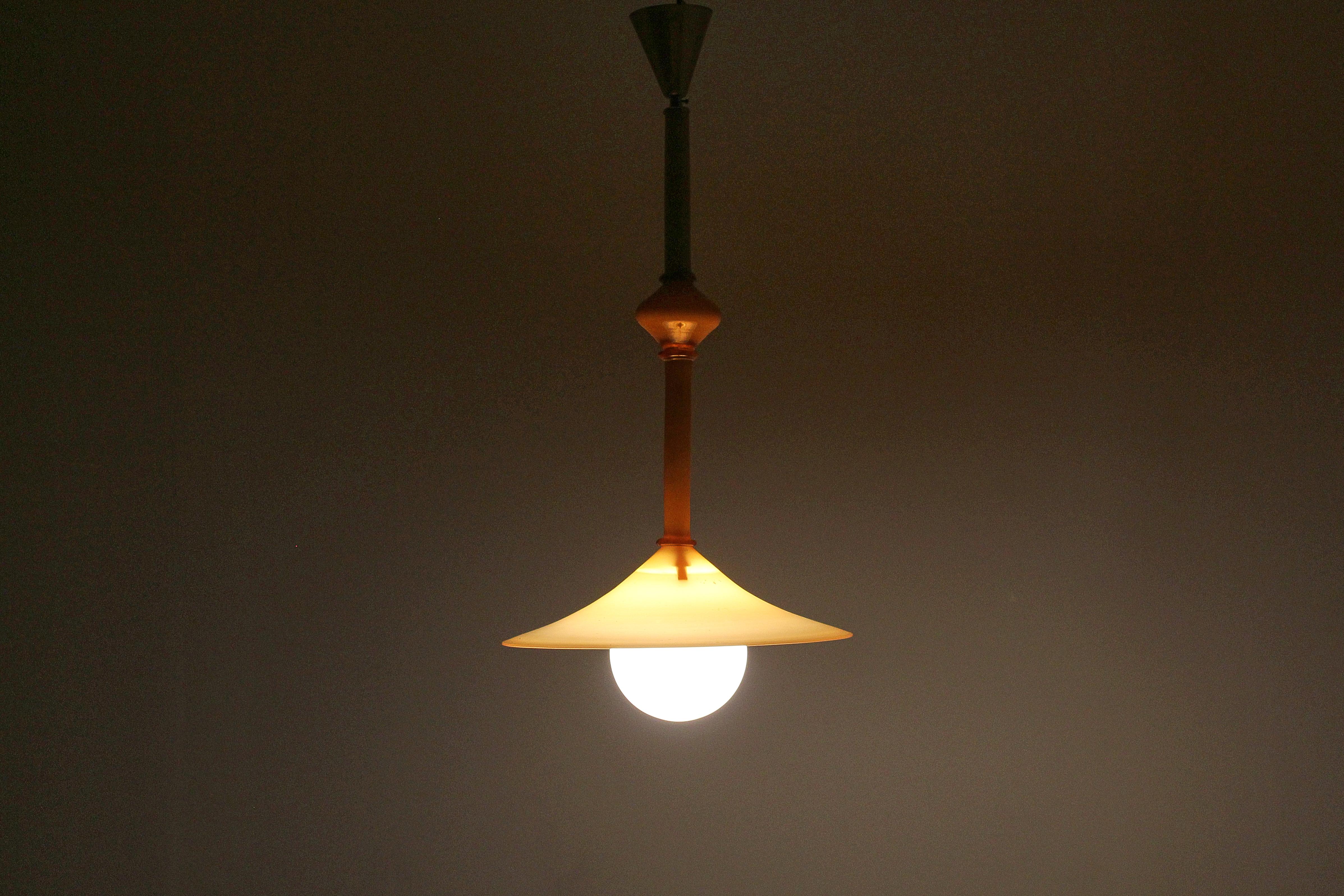 Zecchin Martinuzzi Murano Blown and Cased Glass Chandelier 30s Italy in vendita 4