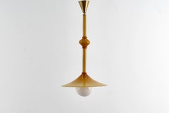 Lampadario in vetro soffiato e incamiciato di Murano Zecchin Martinuzzi, anni '30, Italia