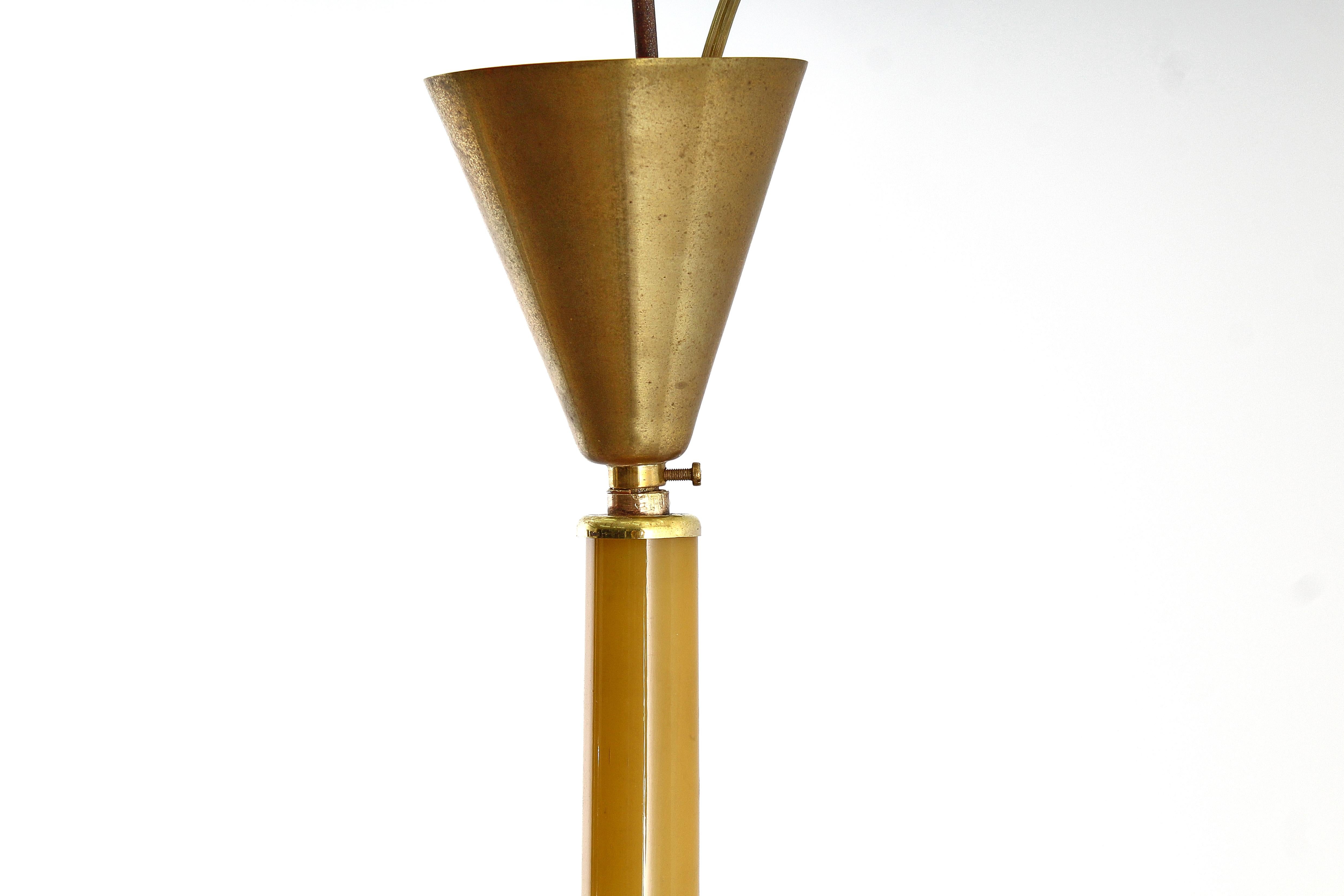 Metà XX secolo Zecchin Martinuzzi Murano Blown and Cased Glass Chandelier 30s Italy in vendita