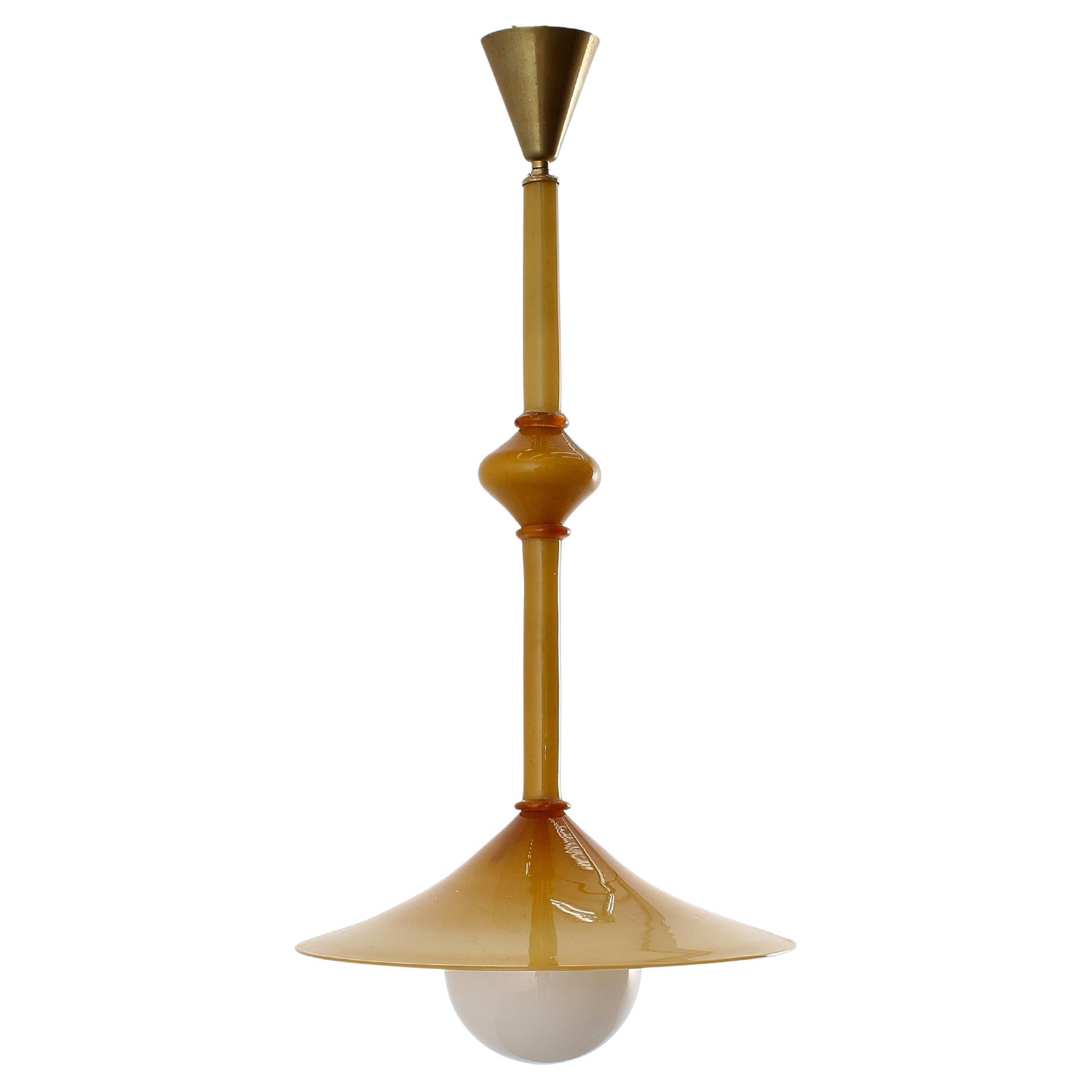 Zecchin Martinuzzi Murano Blown and Cased Glass Chandelier 30s Italy in vendita