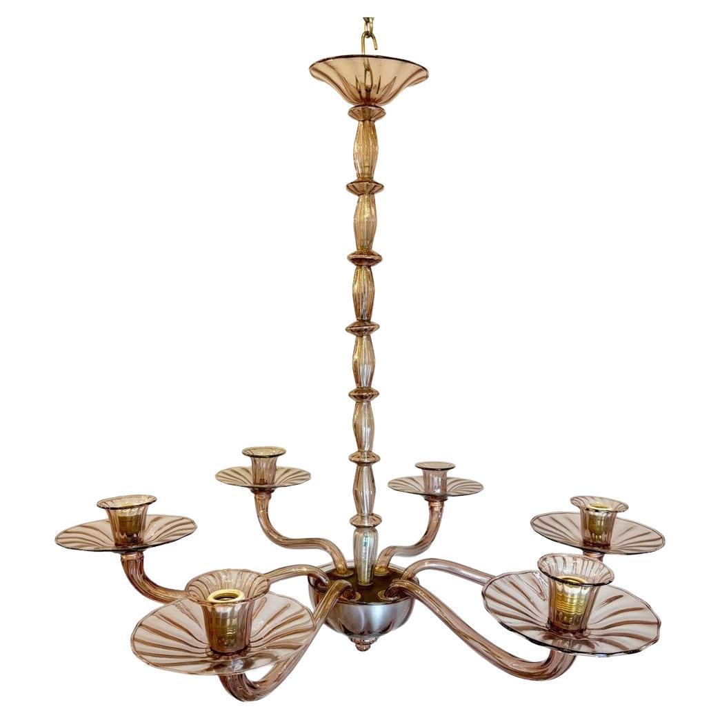 Zecchin Murano chandelier with 6 arms of lights, circa 1940
