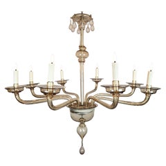 Zecchin, lampadario di Murano con applique in vetro fumé, anni
20