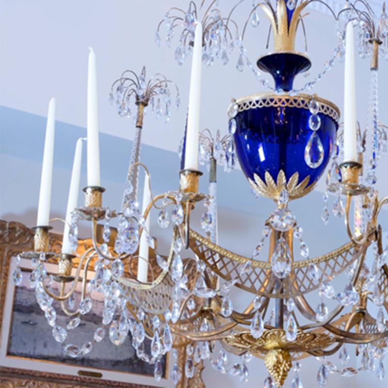 Neoclassical Zech Crystal and Gilt Bronze Chandelier For Sale