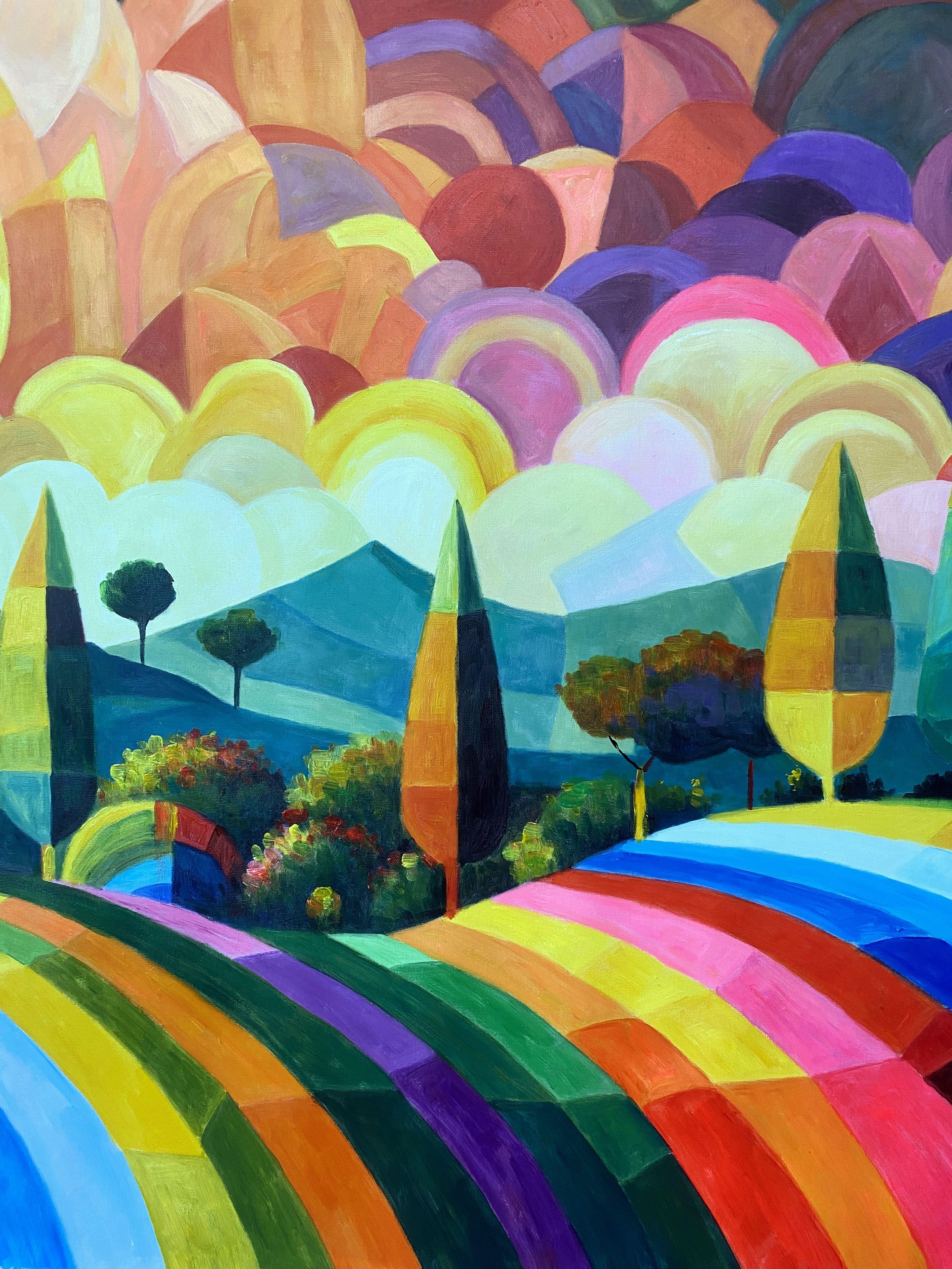 Rhapsodie chromatique - Beige Landscape Painting par ZEE