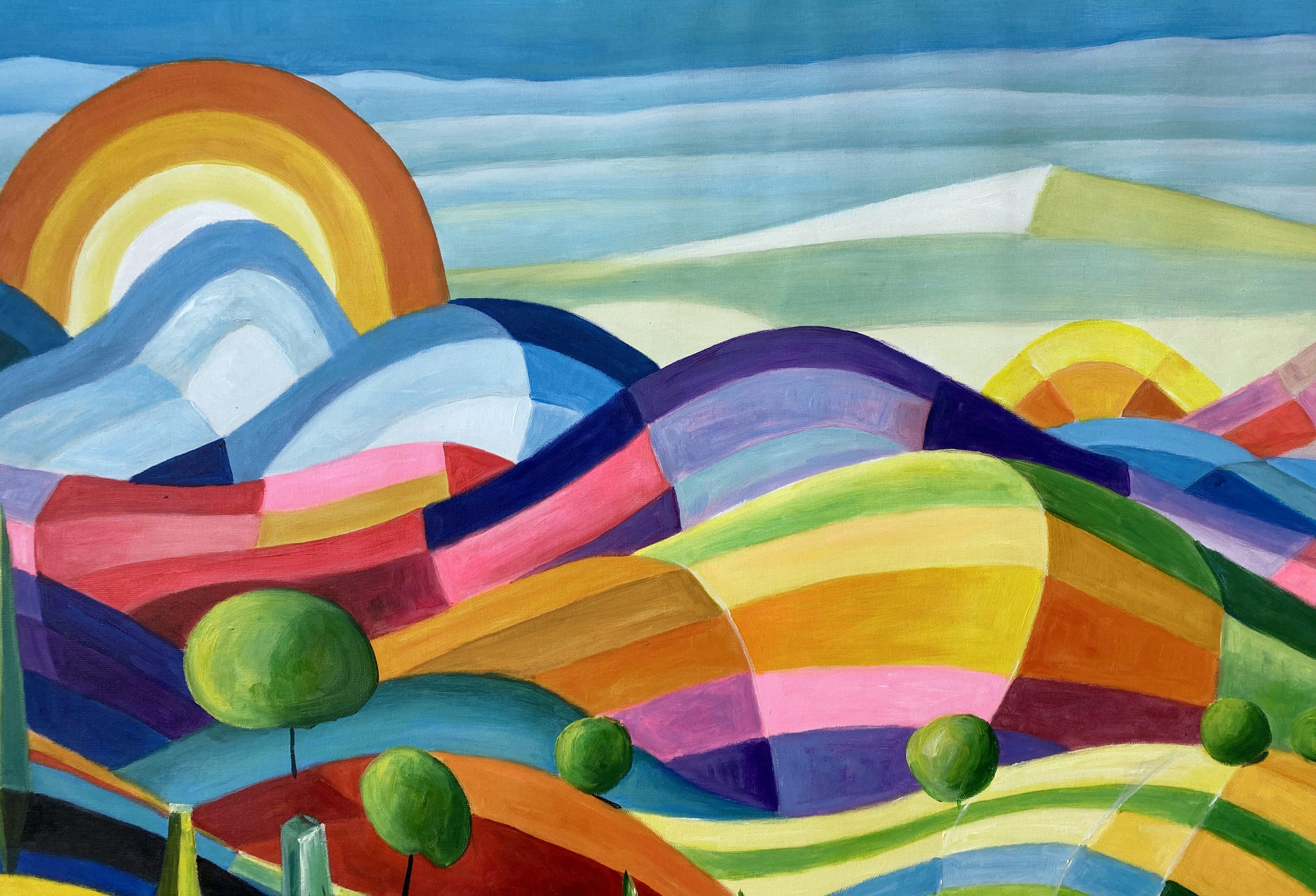 Rhapsodie chromatique - Beige Landscape Painting par ZEE