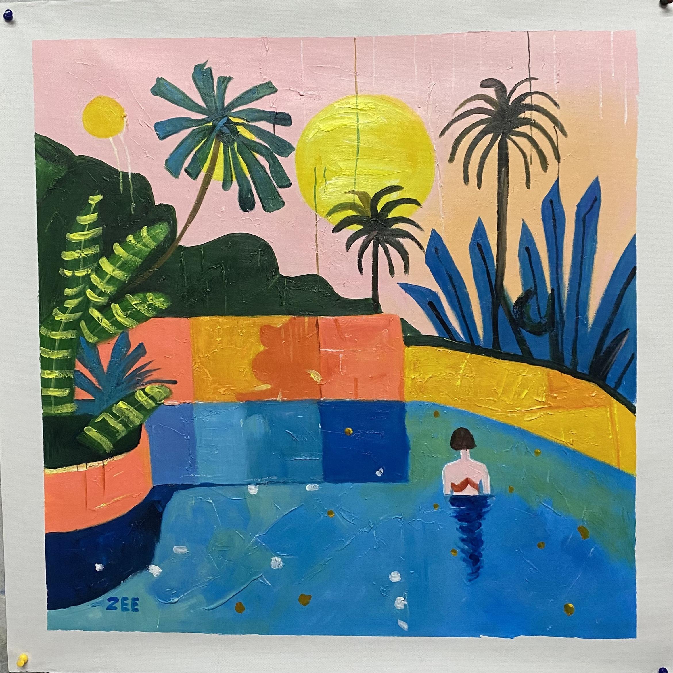 PALM HOUSE - Post-Modern Painting by ZEE