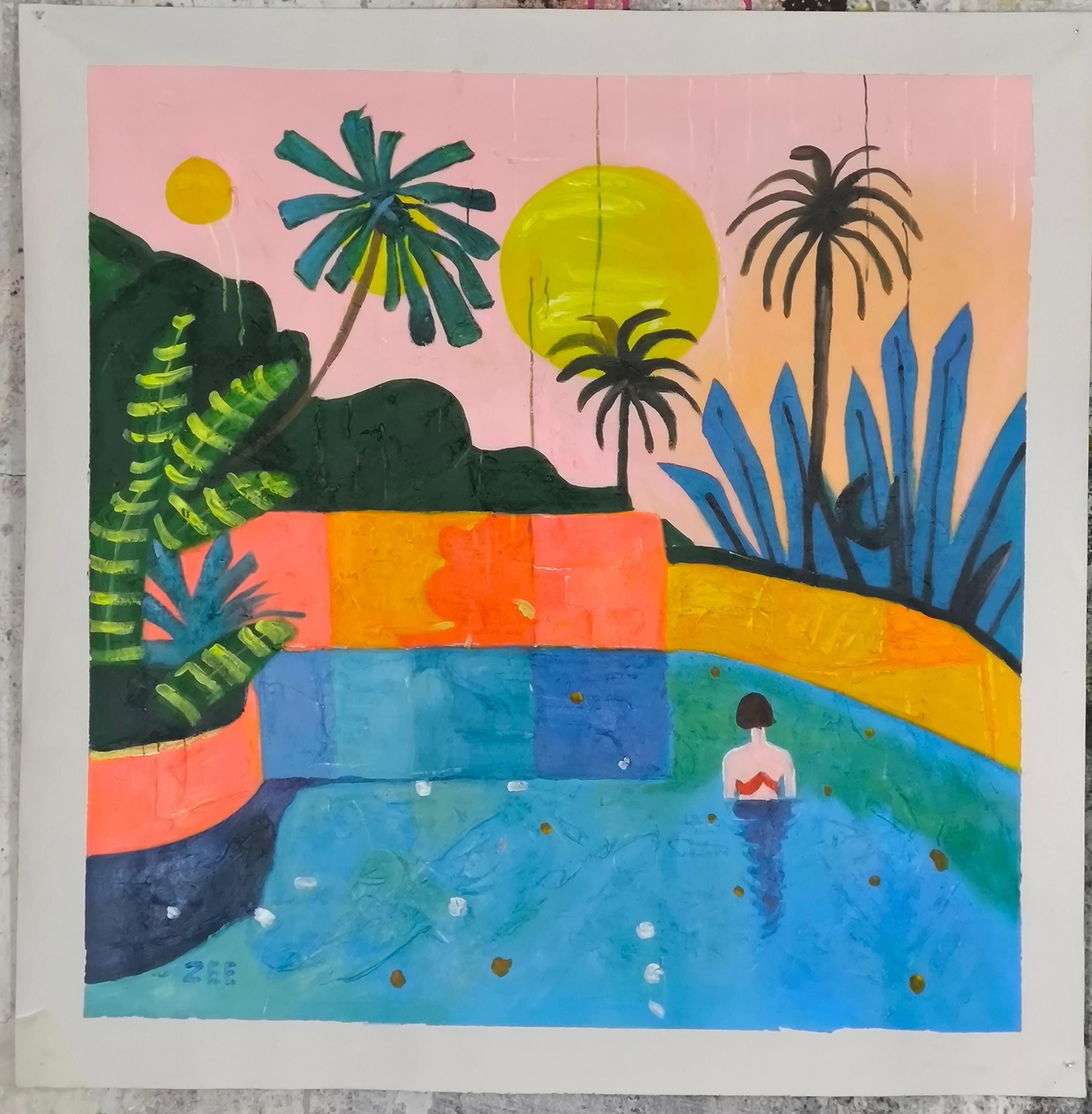 PALM HOUSE - Post-Modern Painting by ZEE