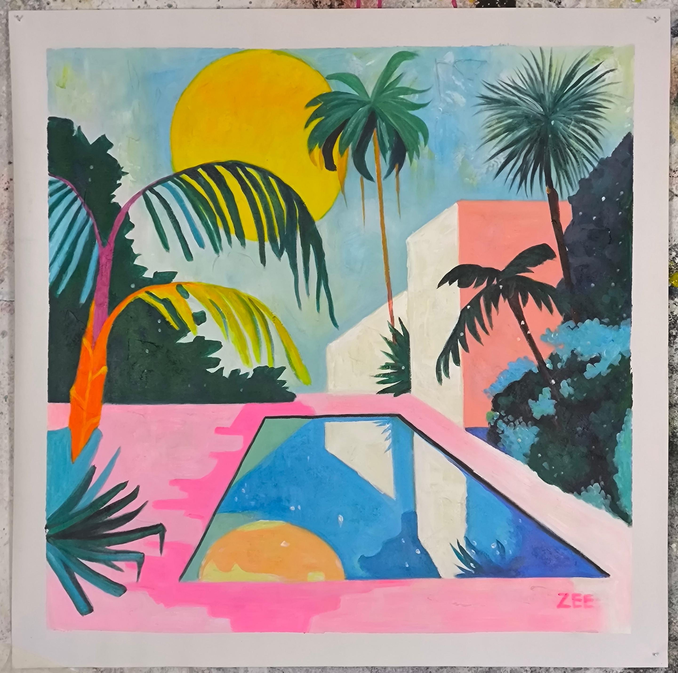 PALMENHAUS (Postmoderne), Painting, von ZEE