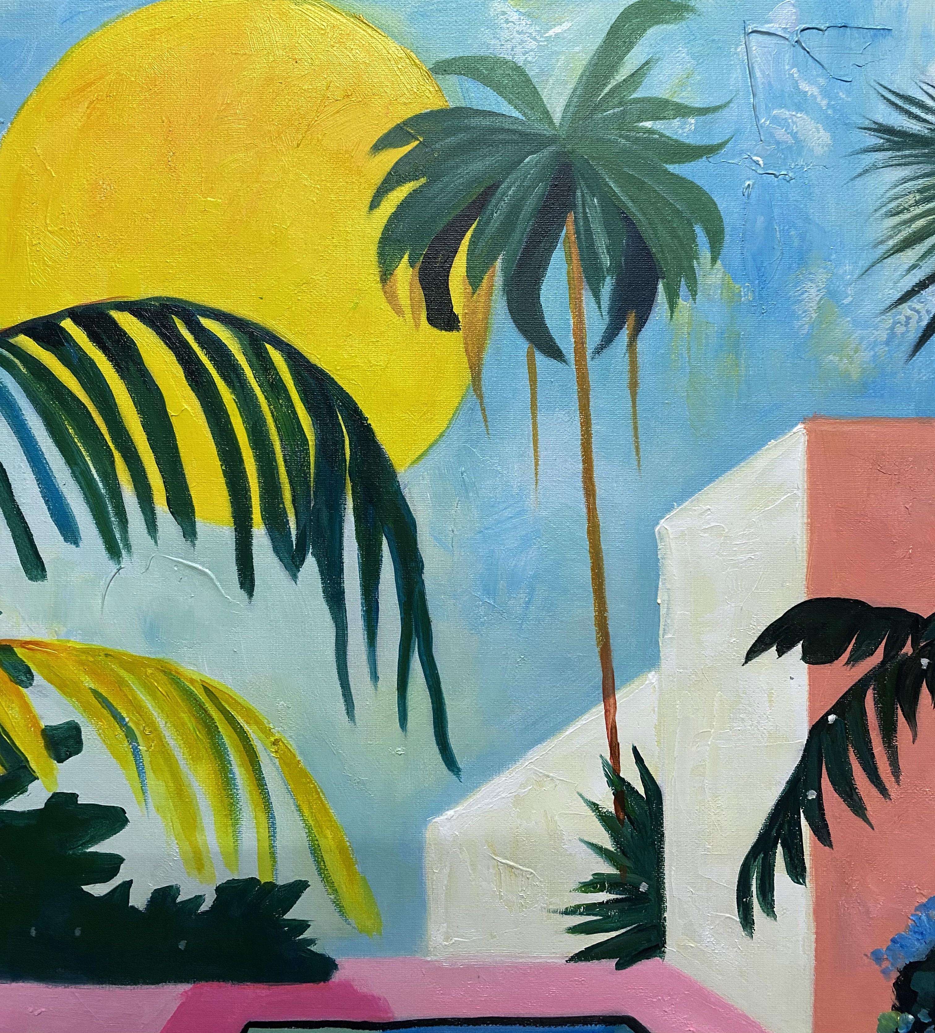 PALMENHAUS (Beige), Landscape Painting, von ZEE