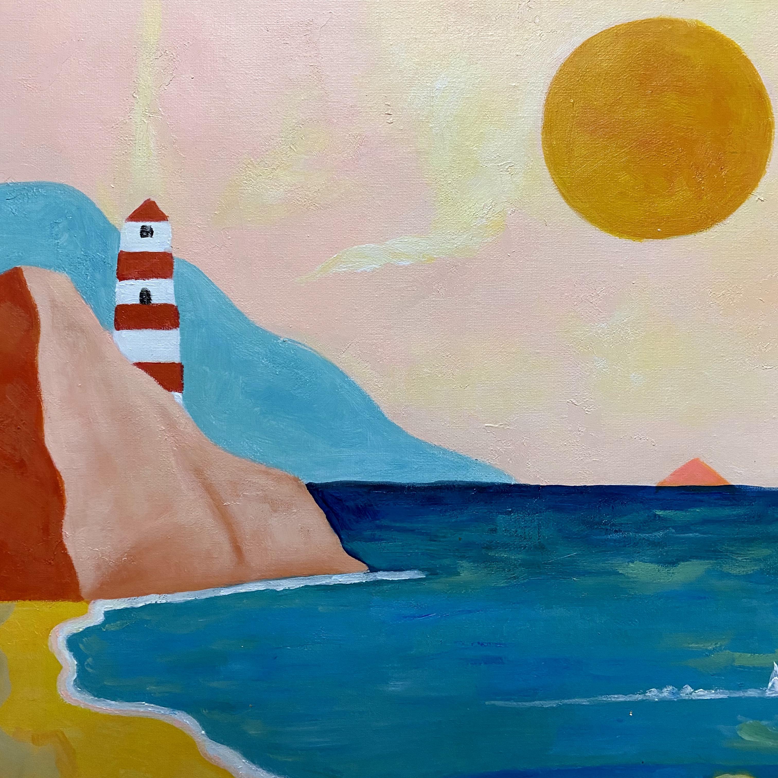 SUMMER DAYS - Beige Figurative Painting by ZEE