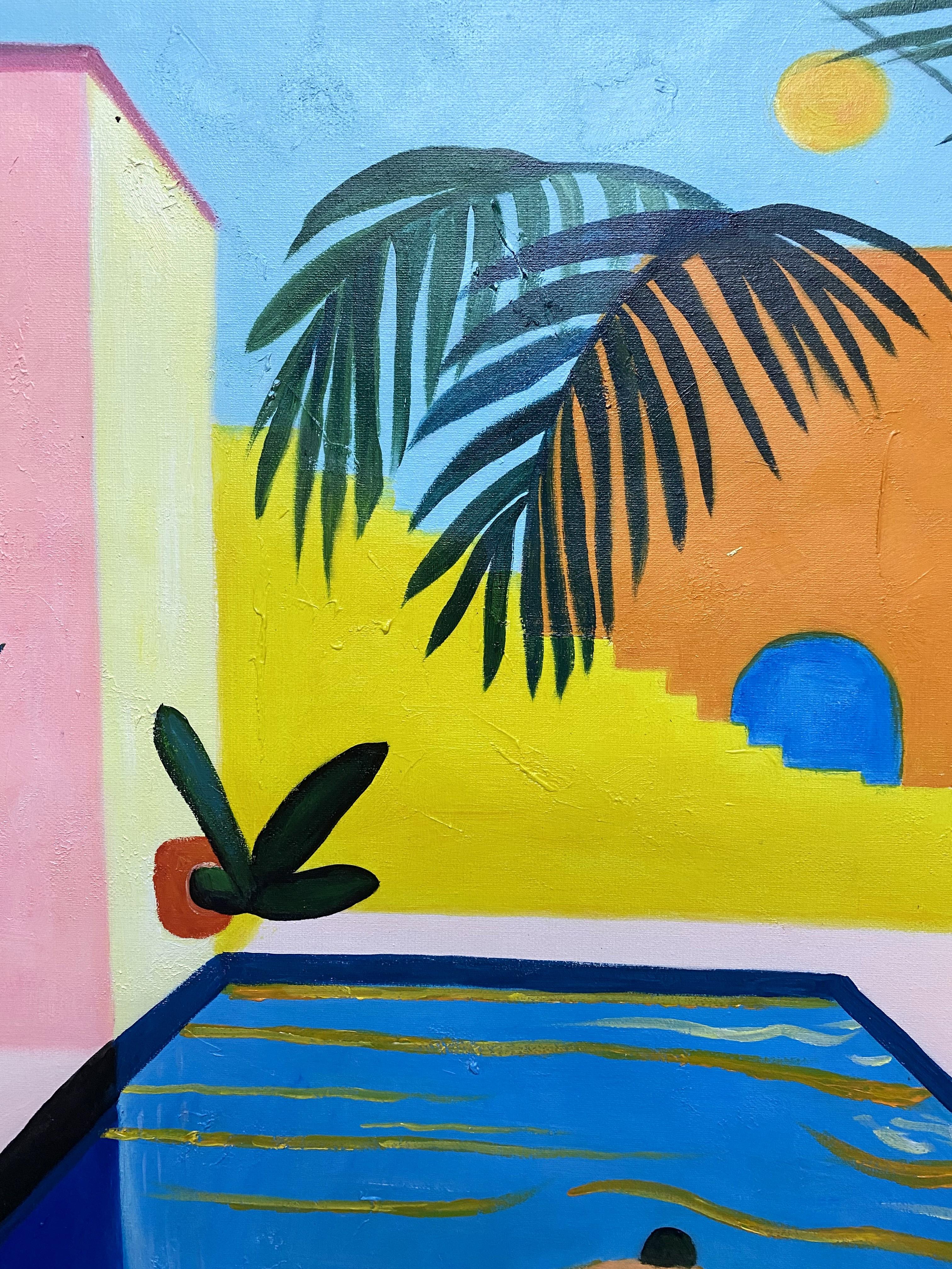 SONNENAUFGANG IM SCHWIMMBAD (Postmoderne), Painting, von ZEE