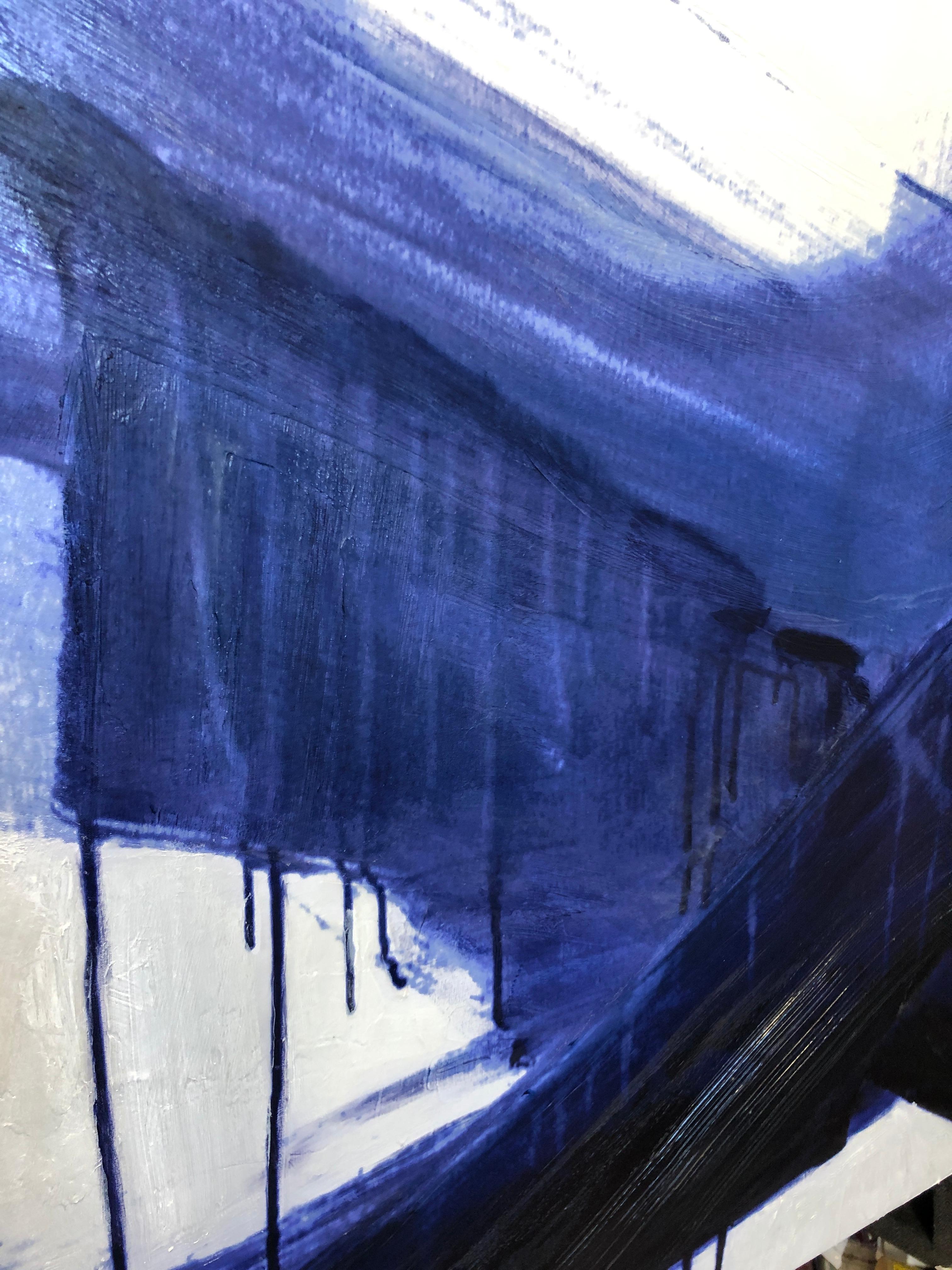 Peinture abstraite bleue Textured Giclee on Canvas, Free-Spirited 75x52