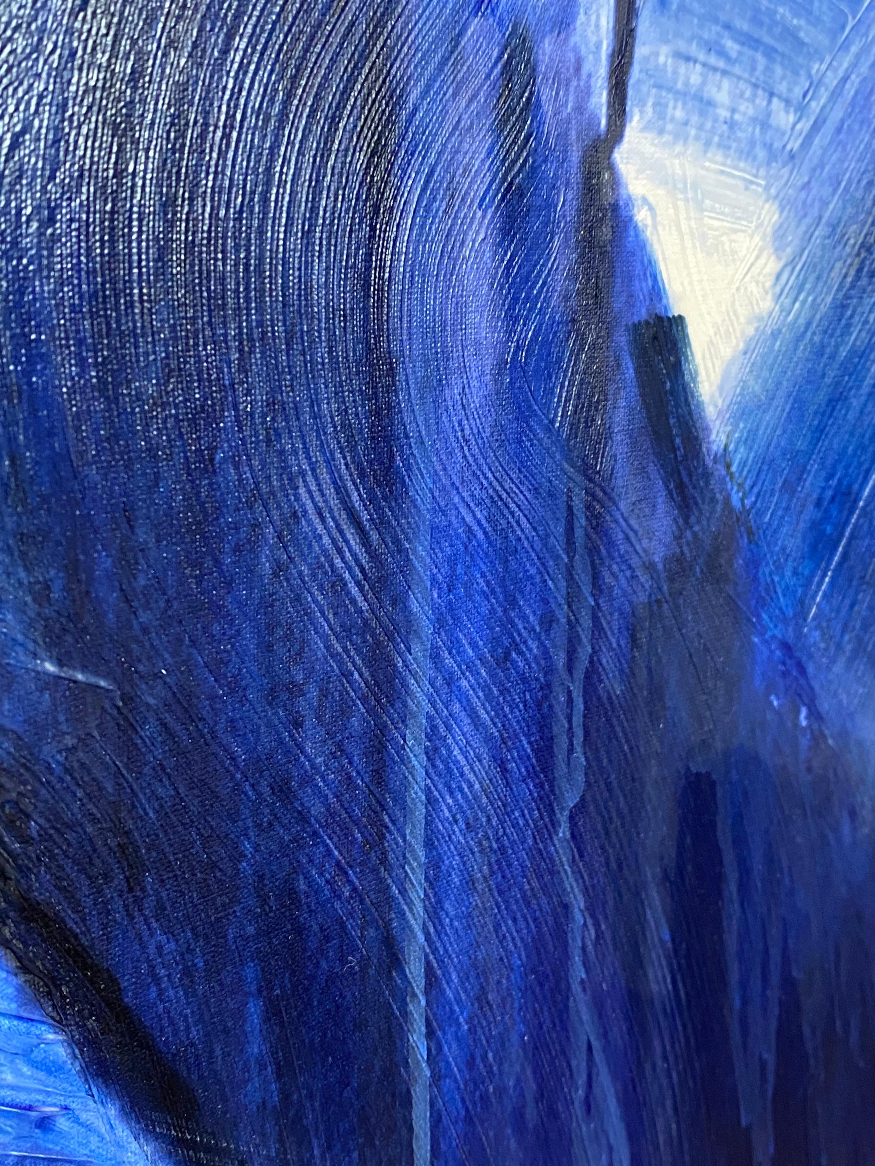 Peinture abstraite bleue Textured Giclee on Canvas, Free-Spirited 75x52
