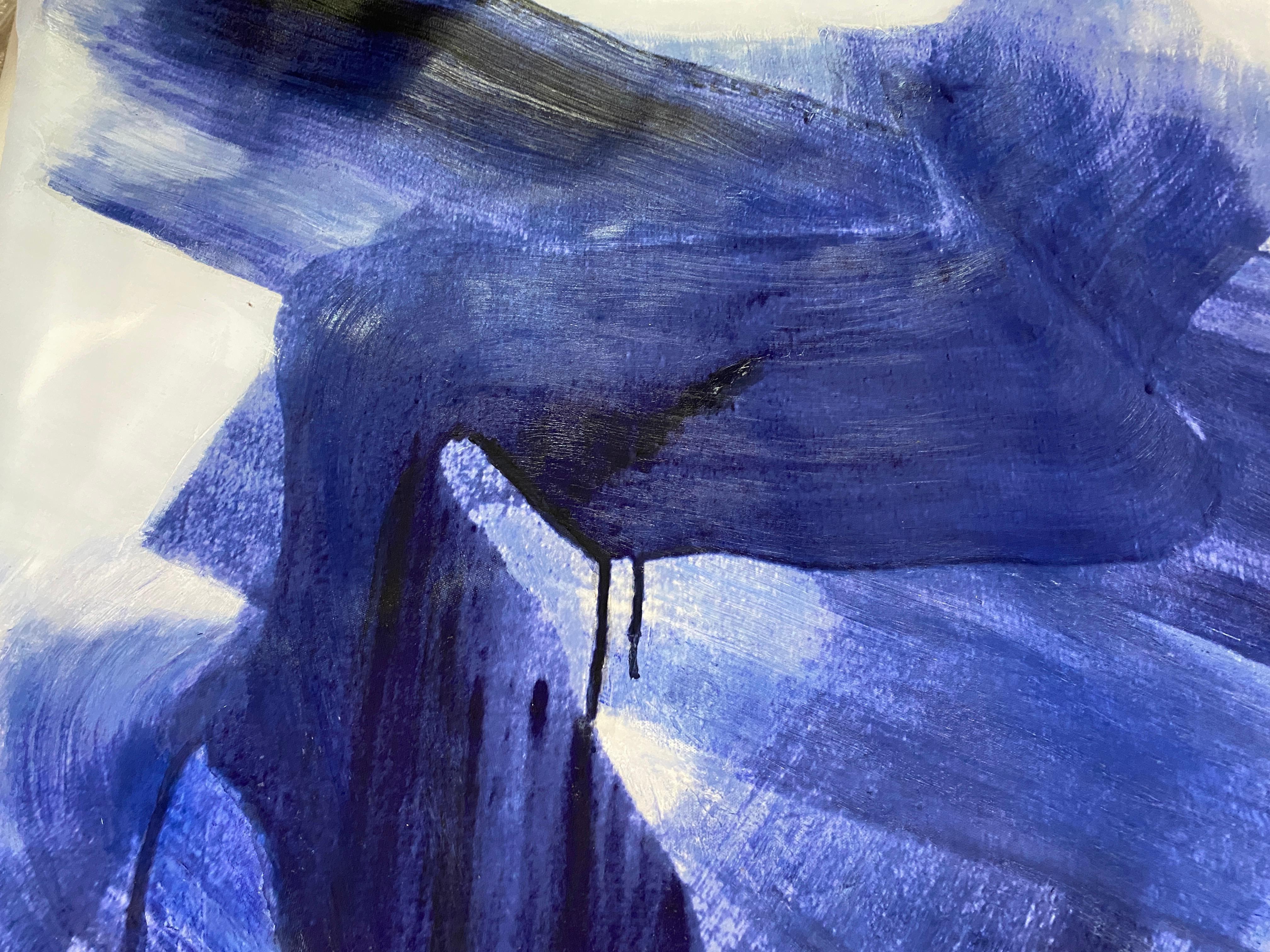 Peinture abstraite bleue Textured Giclee on Canvas, Free-Spirited 75x52