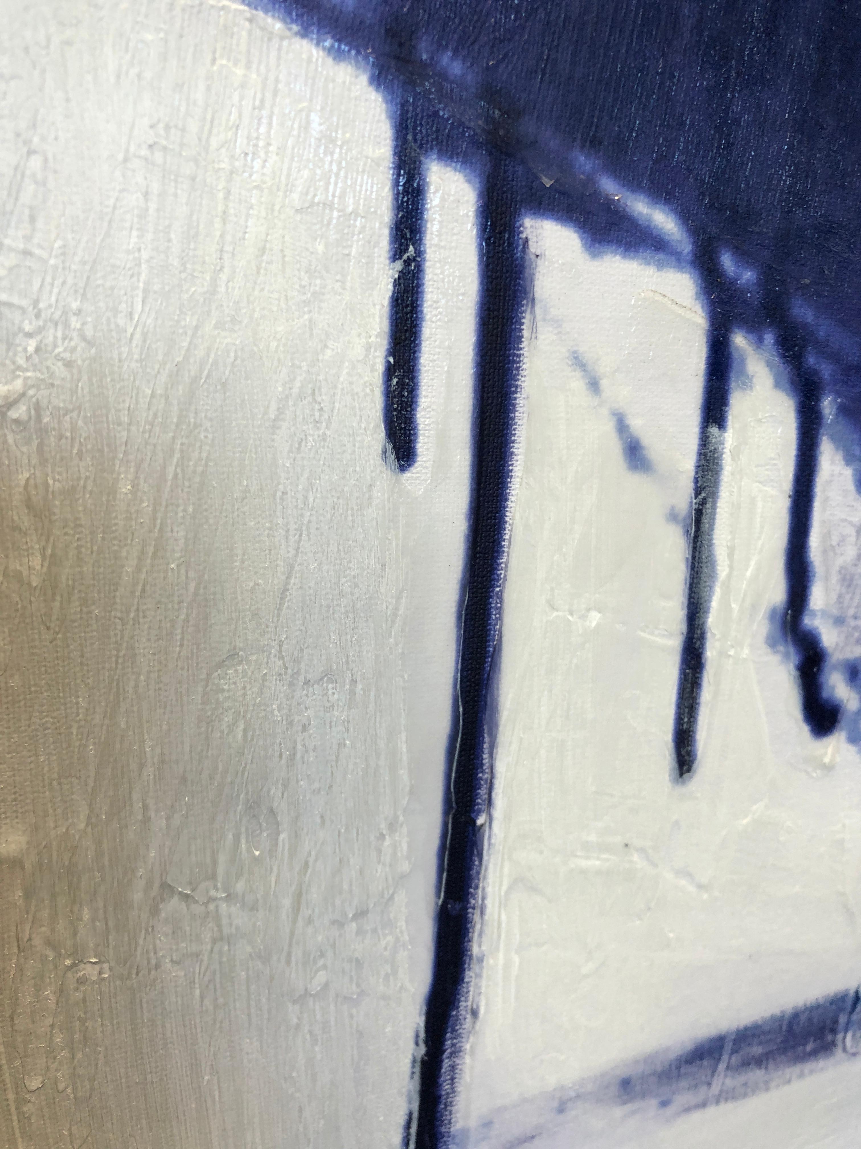Peinture abstraite bleue Textured Giclee on Canvas, Free-Spirited 75x52