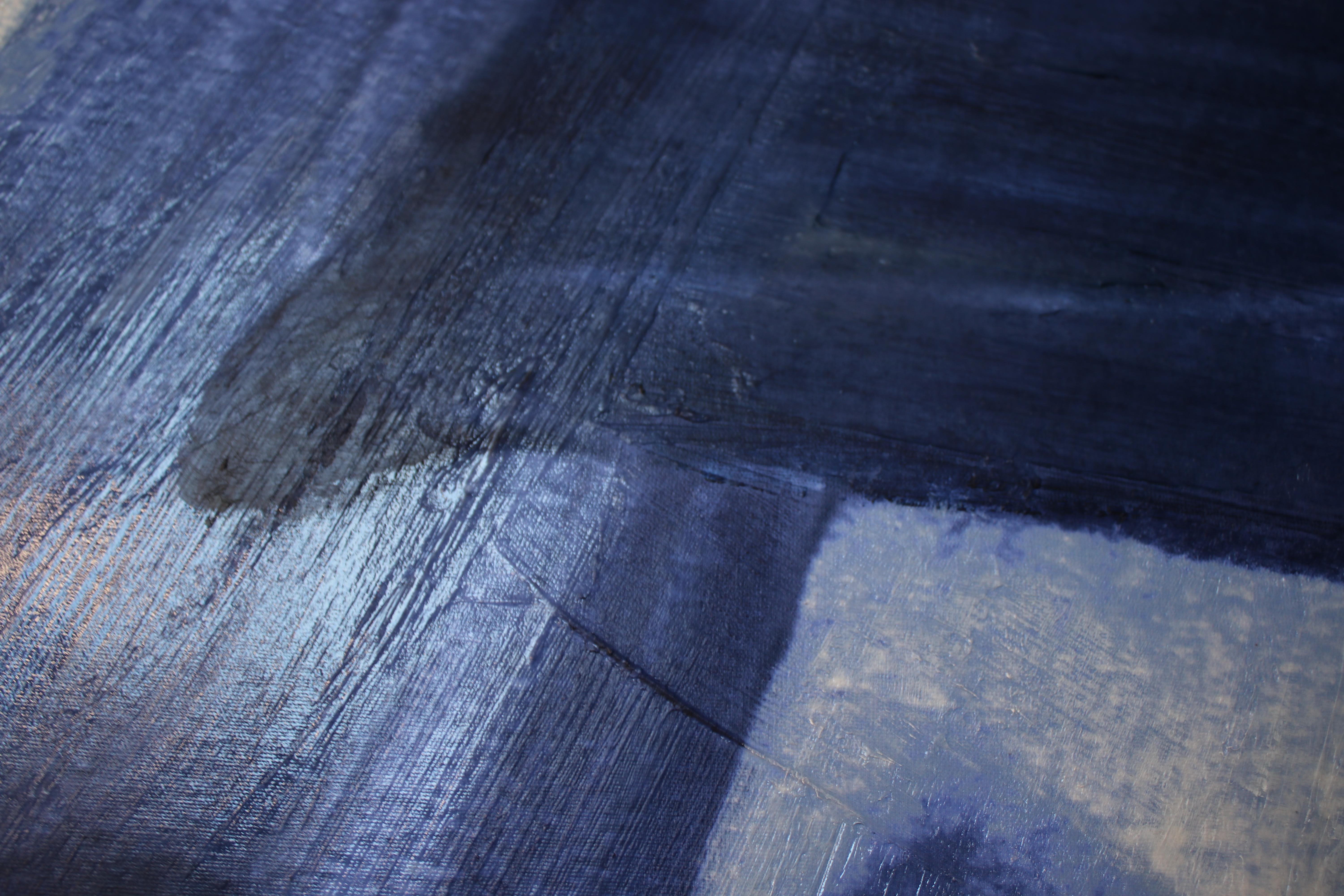 Peinture abstraite bleue Textured Giclee on Canvas, Free-Spirited 75x52