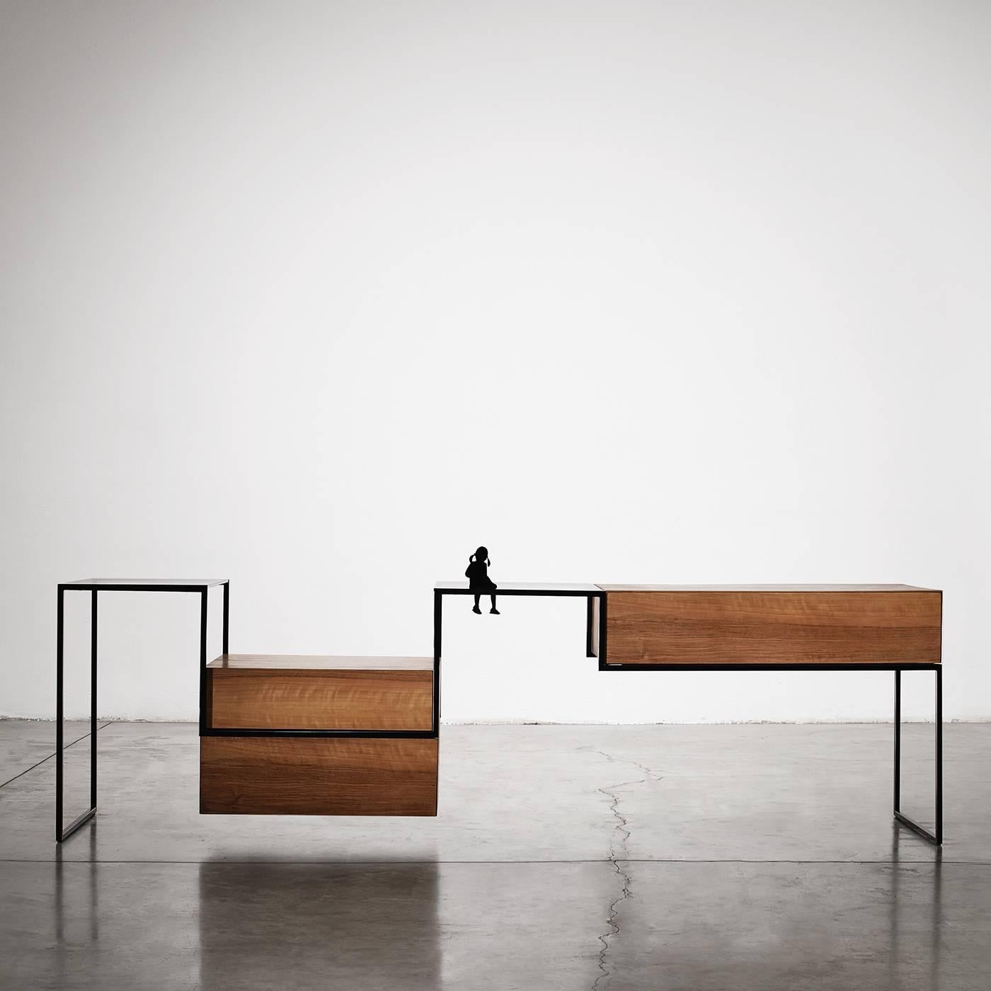 Zefir Walnut and Iron Sideboard by Giacomo Moor In New Condition In Milan, IT