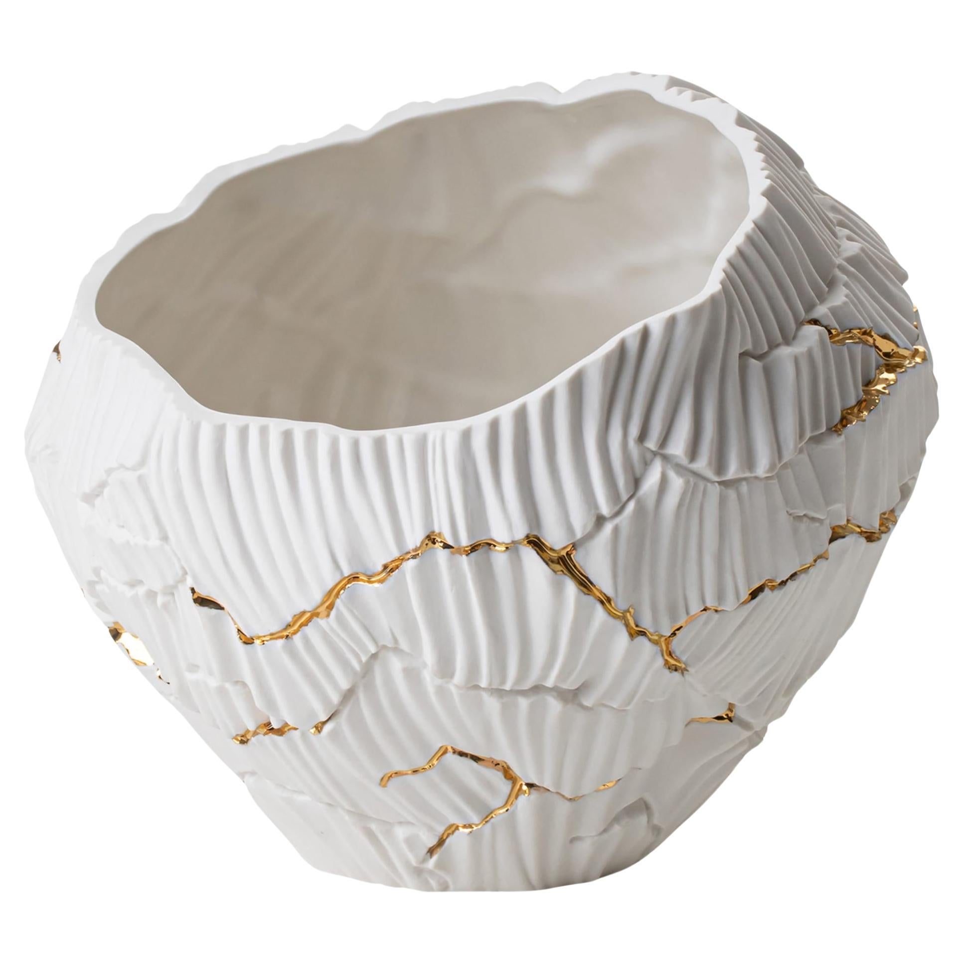 Zefiro Gold Cracks Decorative Bowl For Sale