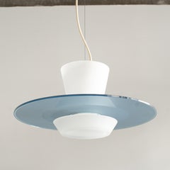 Zefiro3 Arteluce Frosted Glass Pendant 80s 90s Style