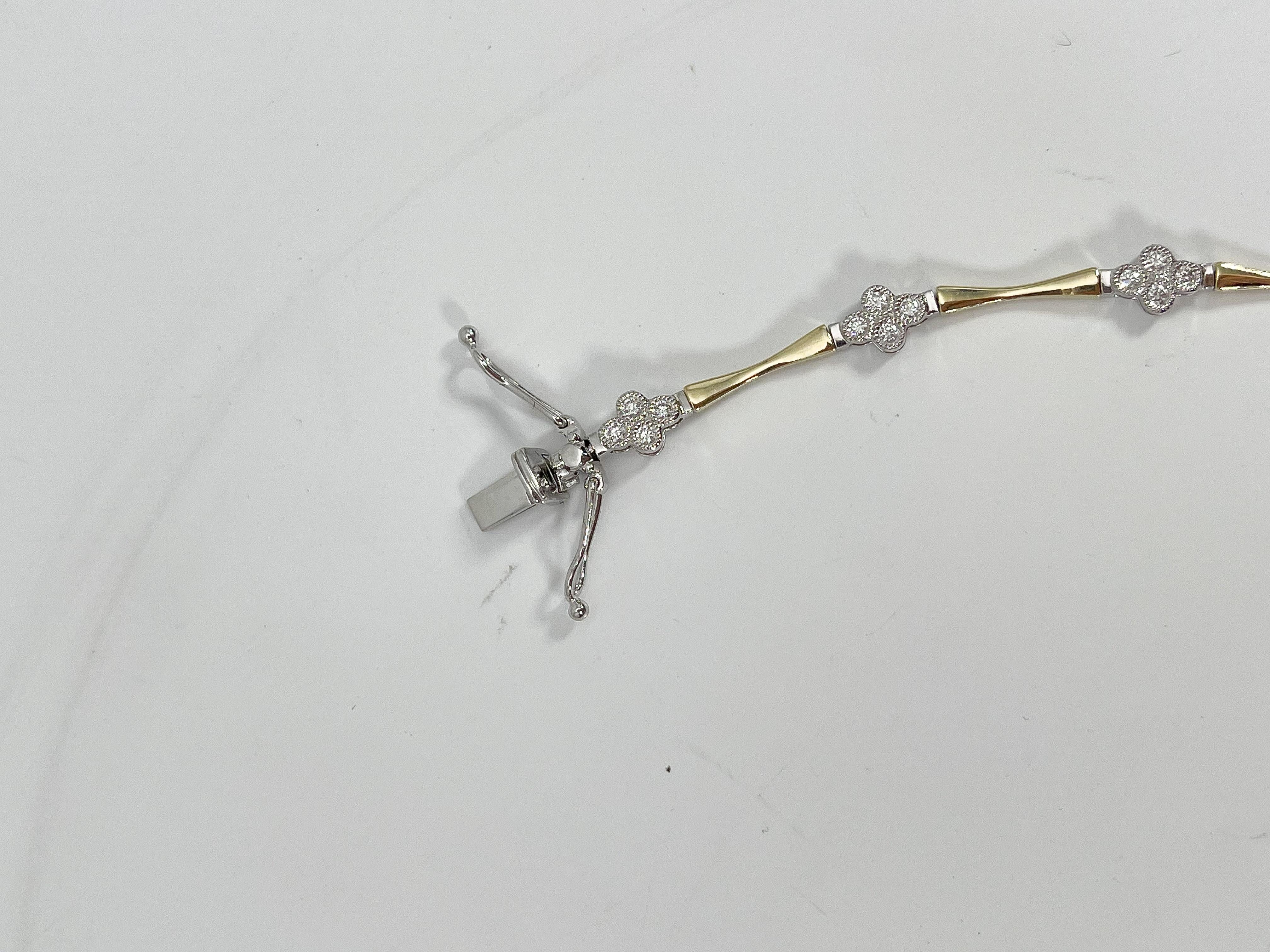 Zeghani 14K Two Toned .54 CTW Diamond Bracelet In Excellent Condition For Sale In Stuart, FL