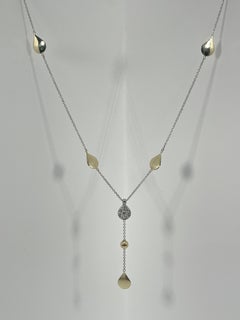 Zeghani 14K zweifarbige Lariat Tropfen-Halskette mit .23 CTW Diamanten