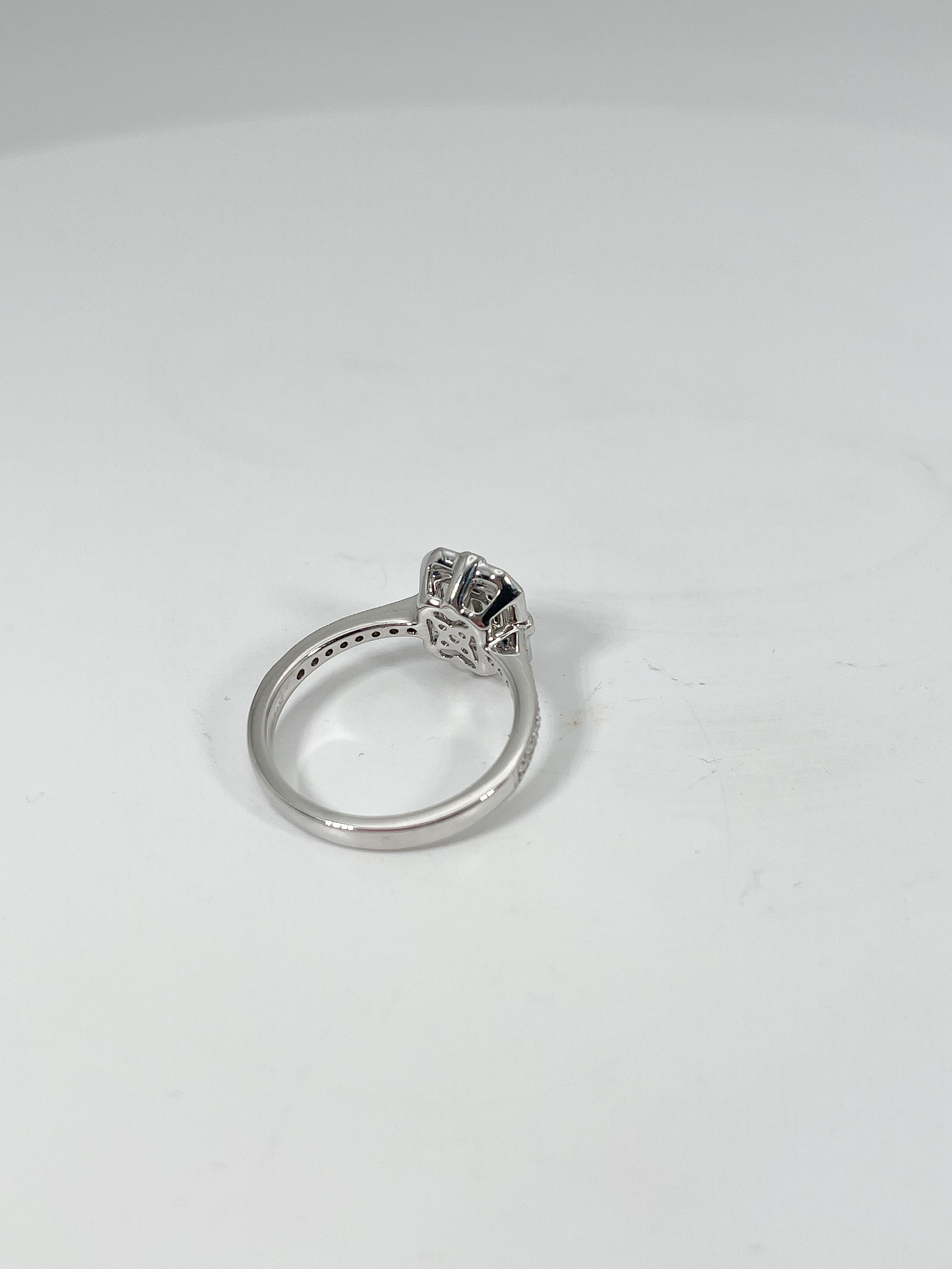 Zeghani 14K White Gold .14 CTW Sapphire and .18 CTW Diamond Ring In Excellent Condition For Sale In Stuart, FL