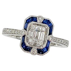 Zeghani 14K White Gold .14 CTW Sapphire and .18 CTW Diamond Ring