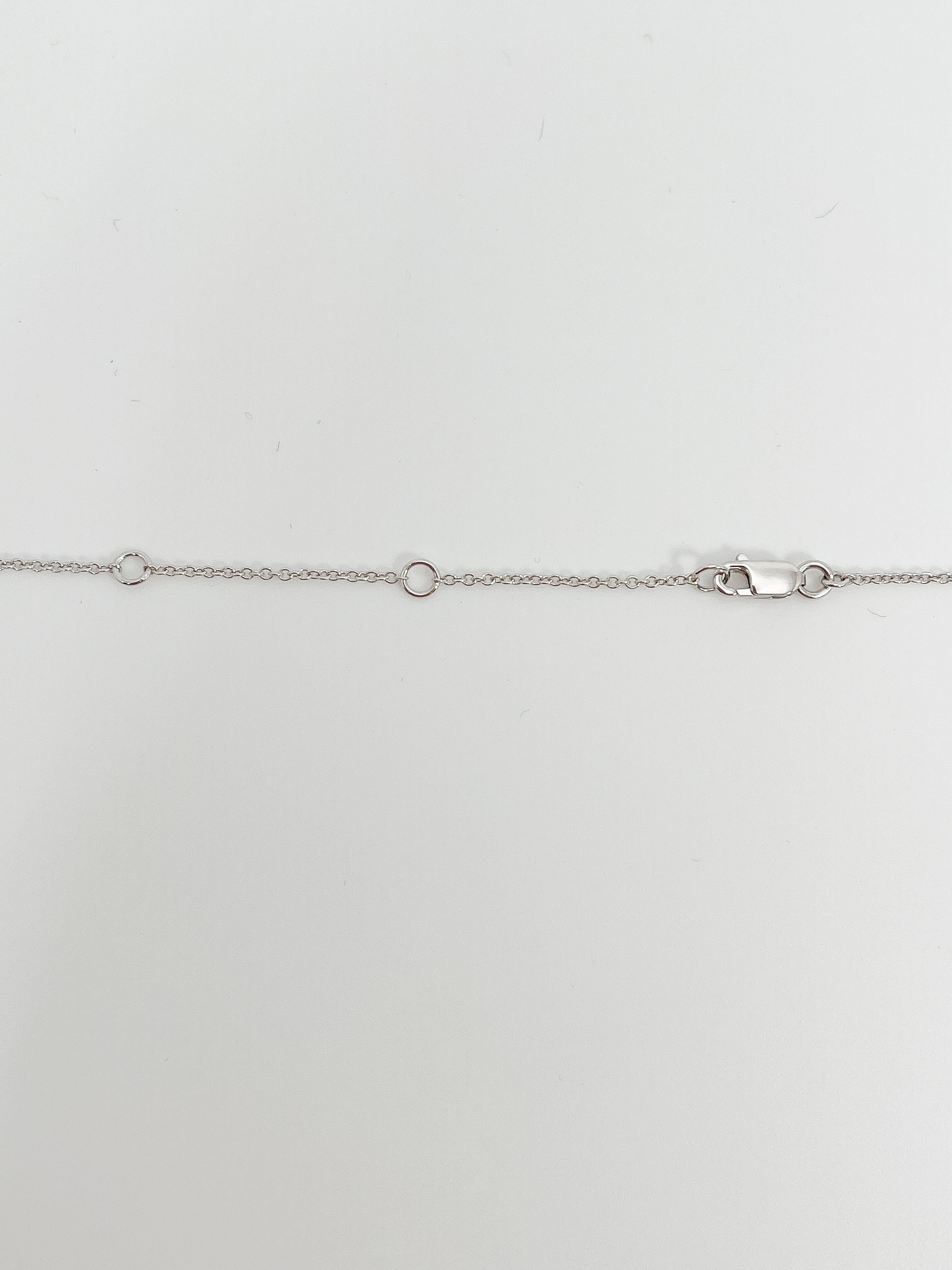 Women's Zeghani 14K White Gold .32 CTW Diamond Pendant and Diamond Drop Necklace For Sale