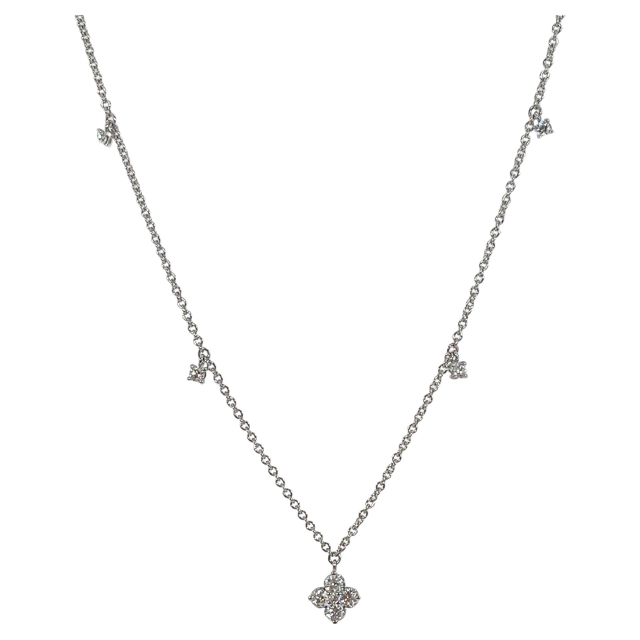 Zeghani 14K Weißgold .32 Karat Diamant-Anhänger und Diamant-Tropfen-Halskette