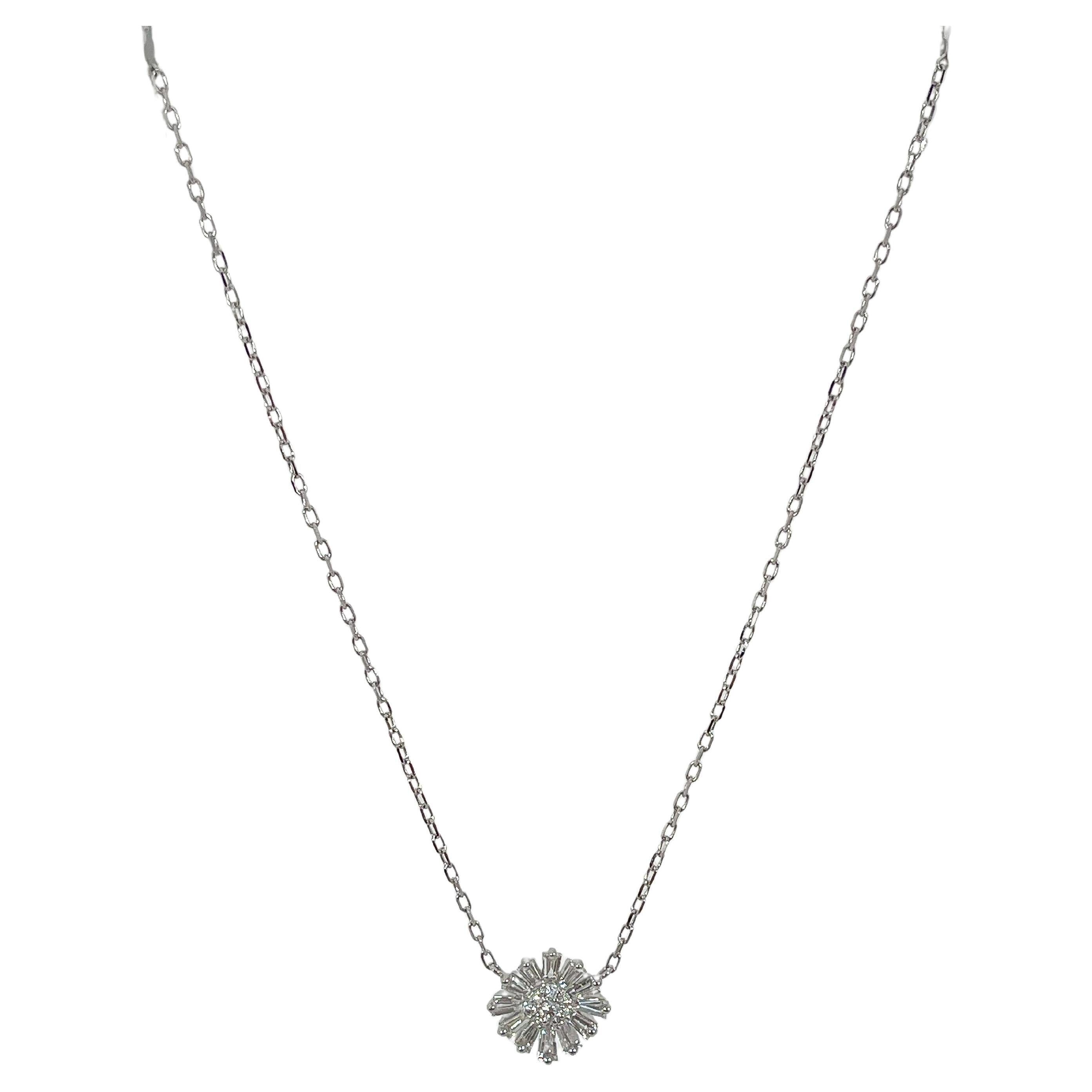 Zeghani 14K White Gold .39 CTW Diamond Flower Pendant For Sale