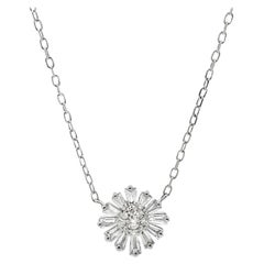 Collana con ciondolo a forma di fiore e diamante in oro bianco Zeghani 14K