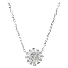 Collana con ciondolo a forma di fiore e diamante in oro bianco Zeghani 14K
