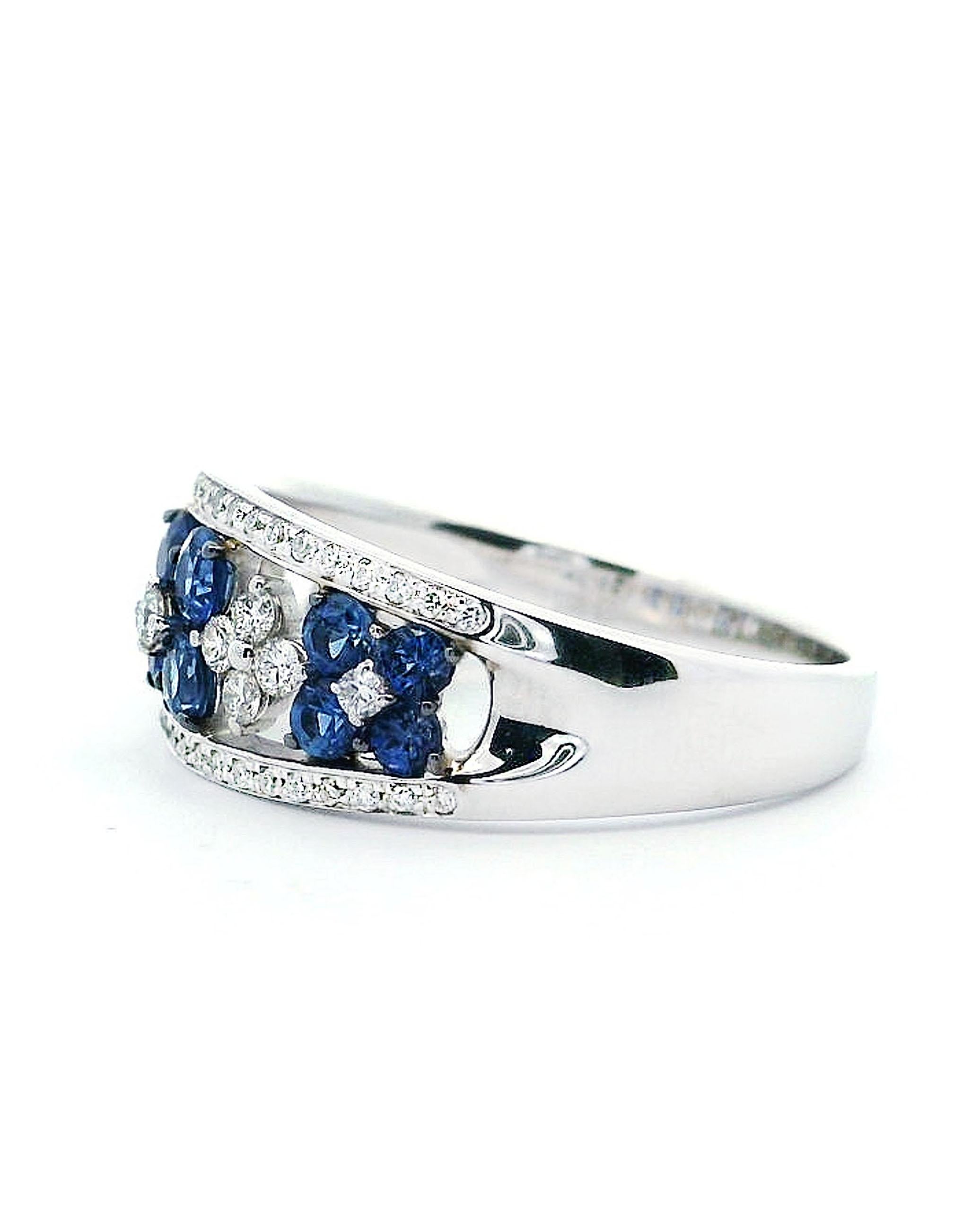 Contemporain Zeghani, bague en or blanc 14 carats, saphir et diamants - ZR1871 en vente