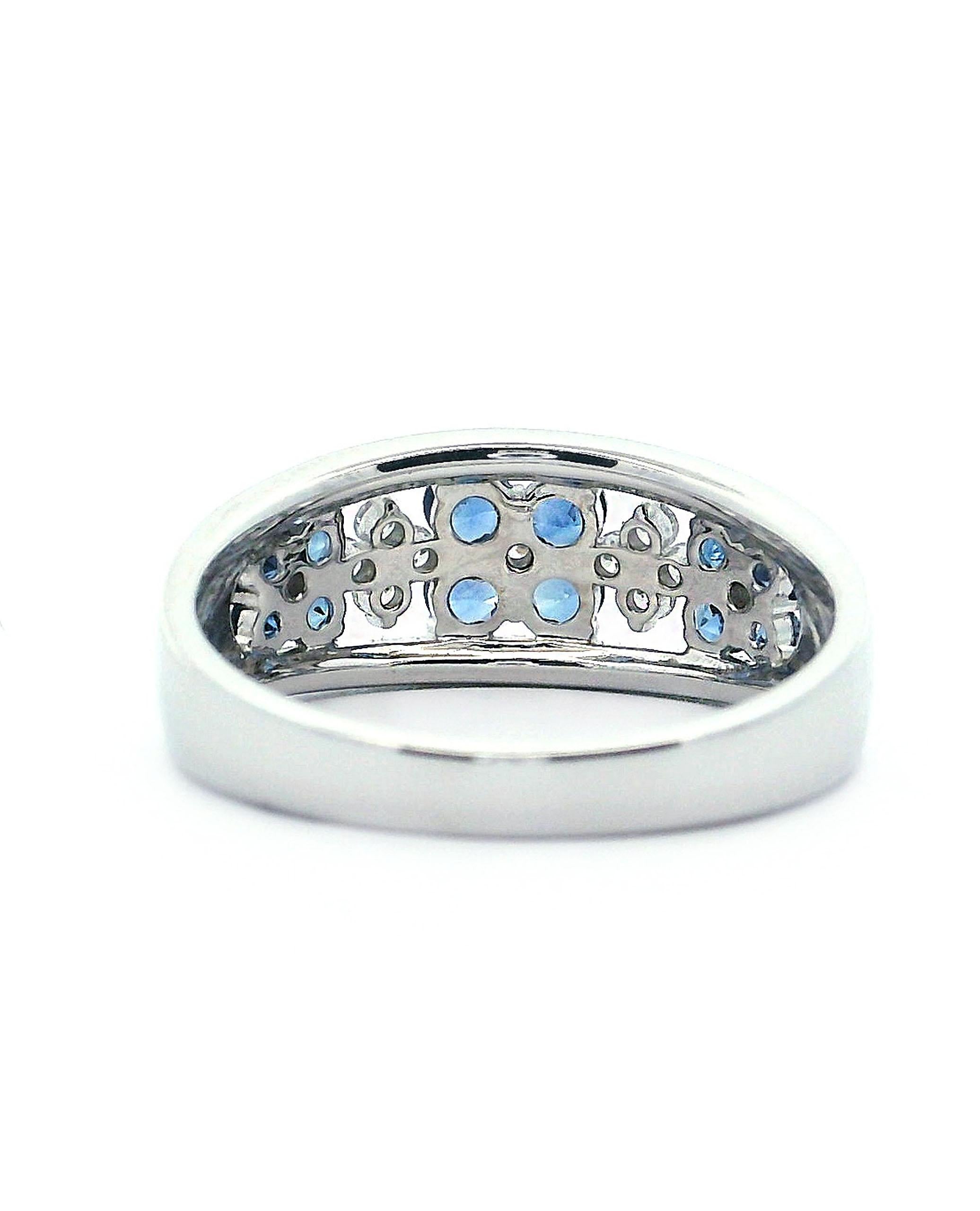 Zeghani, bague en or blanc 14 carats, saphir et diamants - ZR1871 Neuf - En vente à Old Tappan, NJ