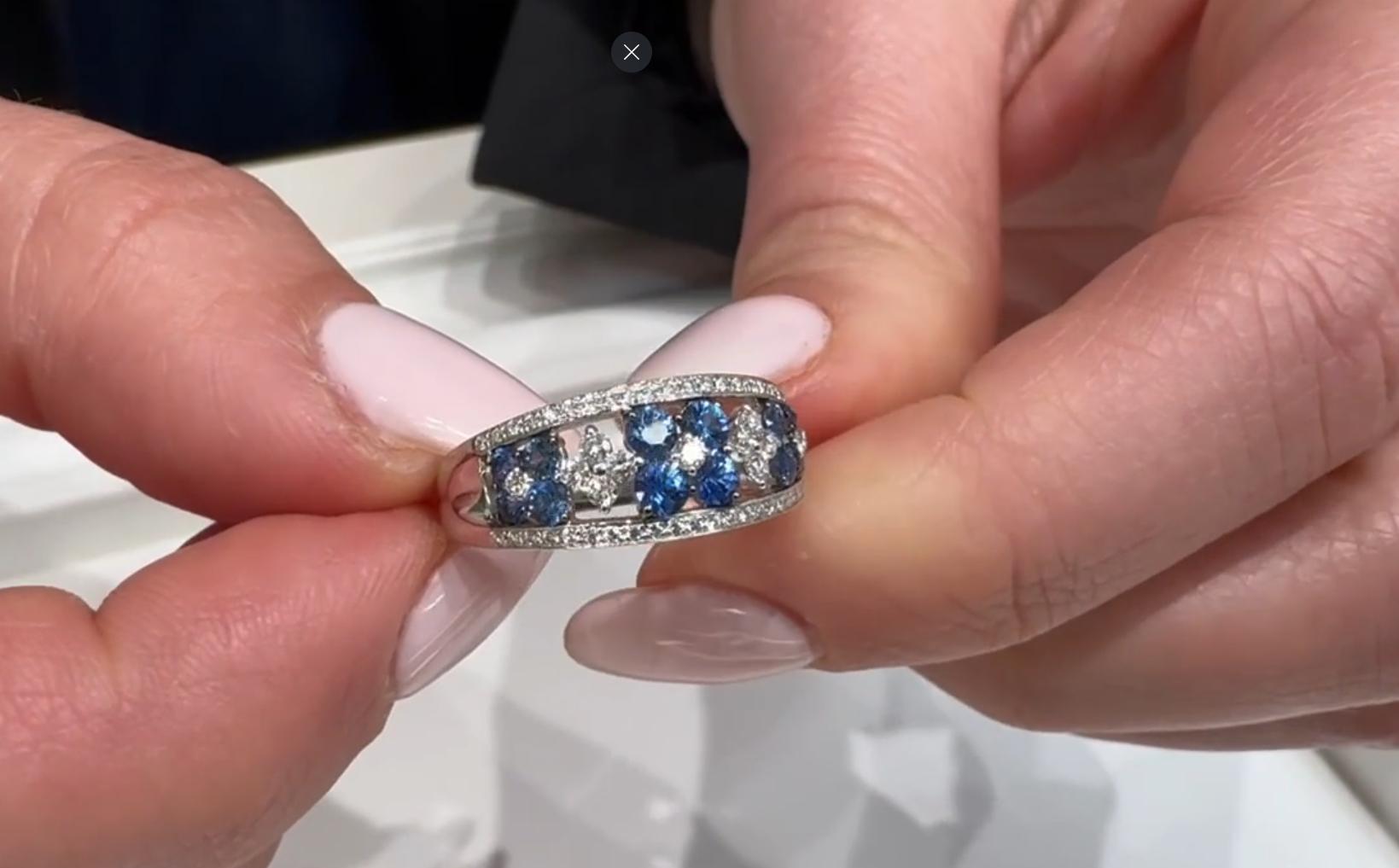 Zeghani Ring aus 14 Karat Weißgold mit Saphir und Diamant - ZR1871 im Angebot 1